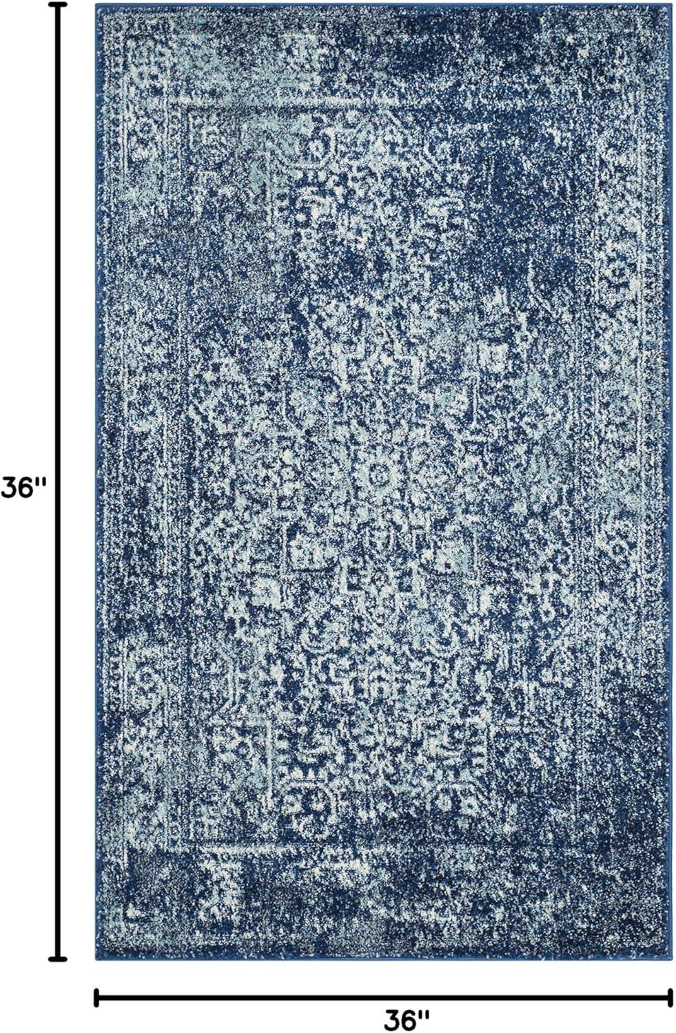 image:imageSAFAVIEH Evoke Collection Area Rug 51 x 76 Blue amp Ivory Distressed Design NonShedding amp Easy to Clean Ideal for Living Room Bedroom Dining Space EVK256CNavyIvory