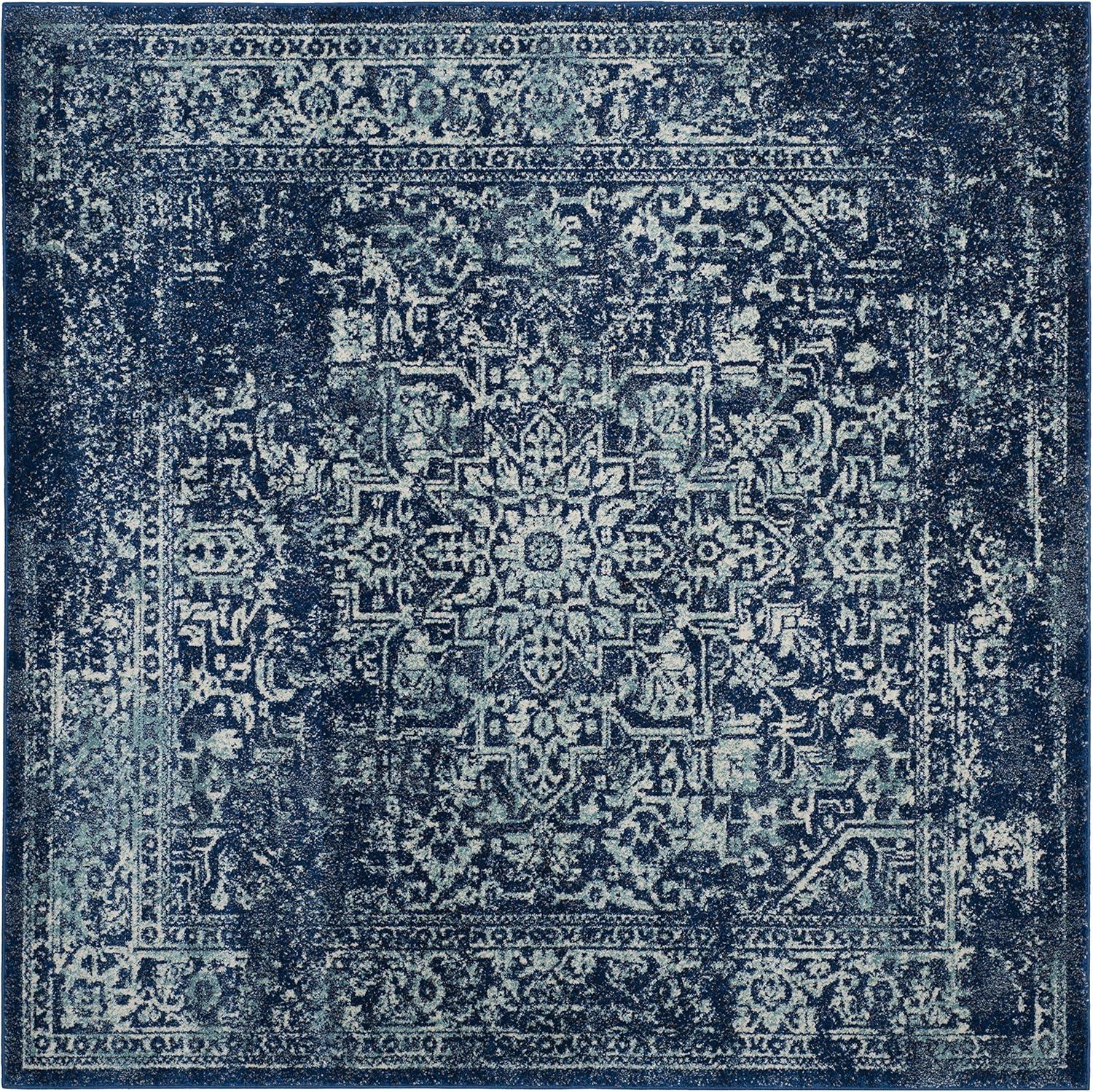 image:imageSAFAVIEH Evoke Collection Area Rug 51 x 76 Blue amp Ivory Distressed Design NonShedding amp Easy to Clean Ideal for Living Room Bedroom Dining Space EVK256CNavyIvory