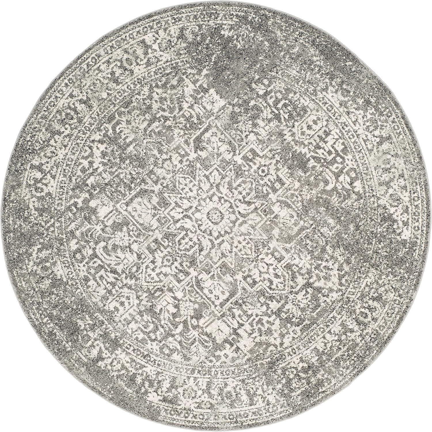 image:imageSAFAVIEH Evoke Collection Area Rug 51 x 76 Blue amp Ivory Distressed Design NonShedding amp Easy to Clean Ideal for Living Room Bedroom Dining Space EVK256CGreyIvory