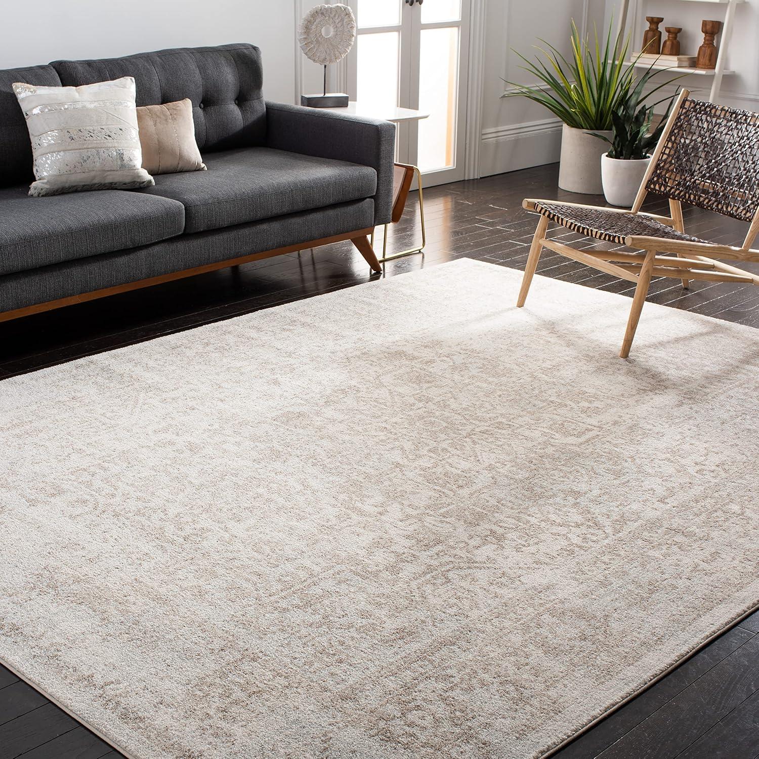 image:imageSAFAVIEH Evoke Collection Area Rug 51 x 76 Blue amp Ivory Distressed Design NonShedding amp Easy to Clean Ideal for Living Room Bedroom Dining Space EVK256CIvoryTaupe