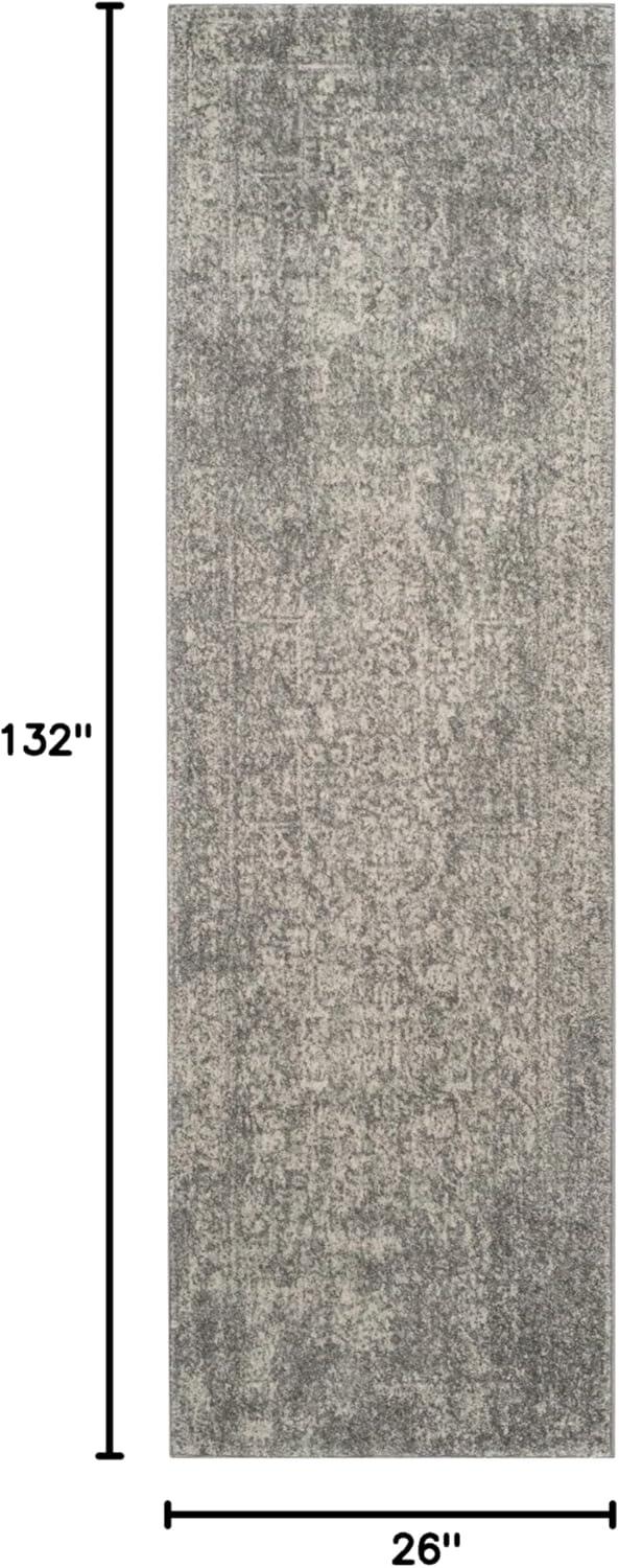 image:imageSAFAVIEH Evoke Collection Area Rug 51 x 76 Blue amp Ivory Distressed Design NonShedding amp Easy to Clean Ideal for Living Room Bedroom Dining Space EVK256CSilverIvory