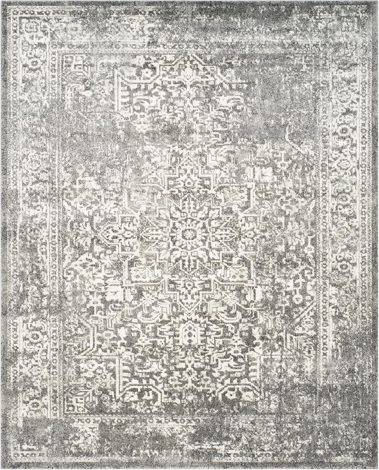 image:imageSAFAVIEH Evoke Collection Area Rug 51 x 76 Blue amp Ivory Distressed Design NonShedding amp Easy to Clean Ideal for Living Room Bedroom Dining Space EVK256CGreyIvory