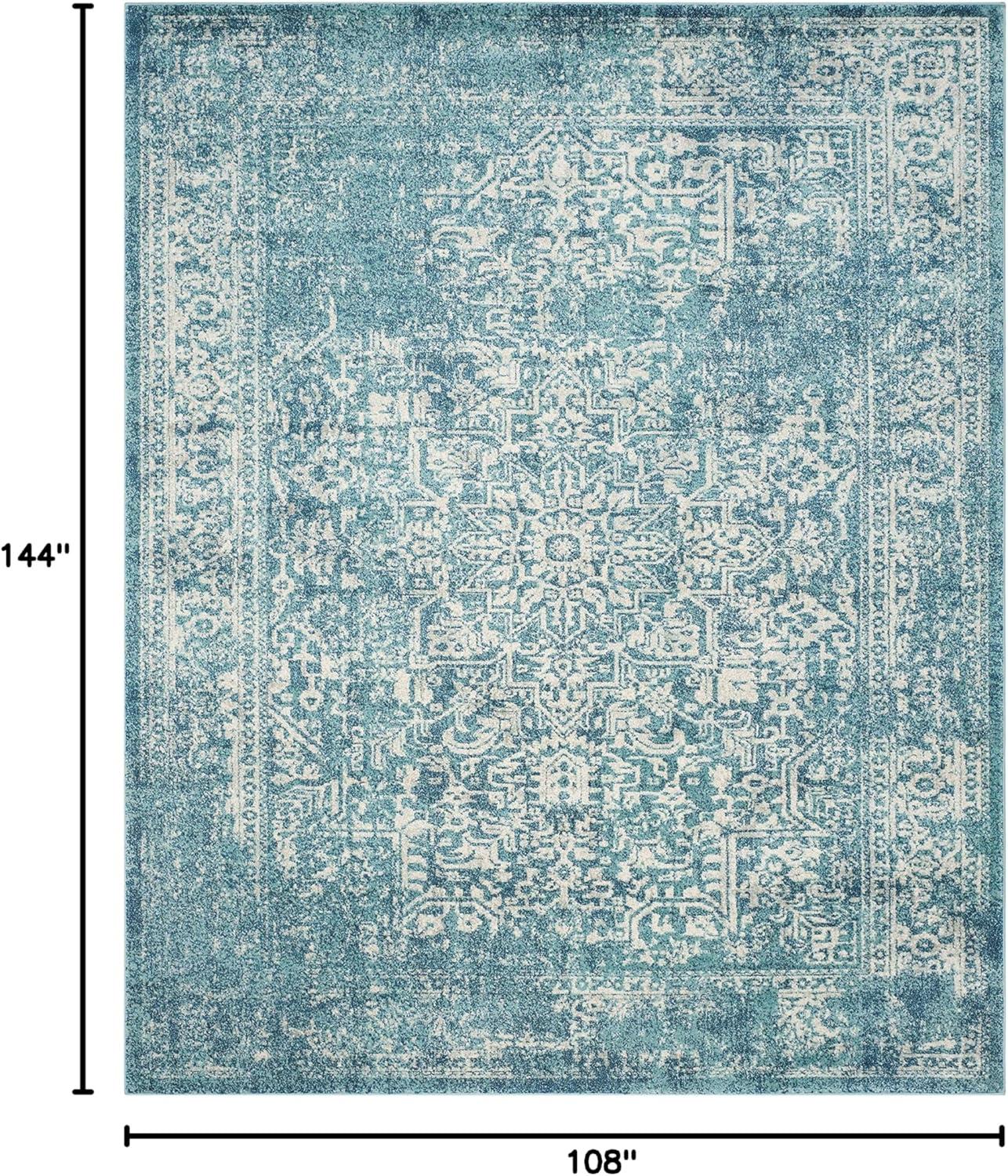 image:imageSAFAVIEH Evoke Collection Area Rug 51 x 76 Blue amp Ivory Distressed Design NonShedding amp Easy to Clean Ideal for Living Room Bedroom Dining Space EVK256CBlueIvory