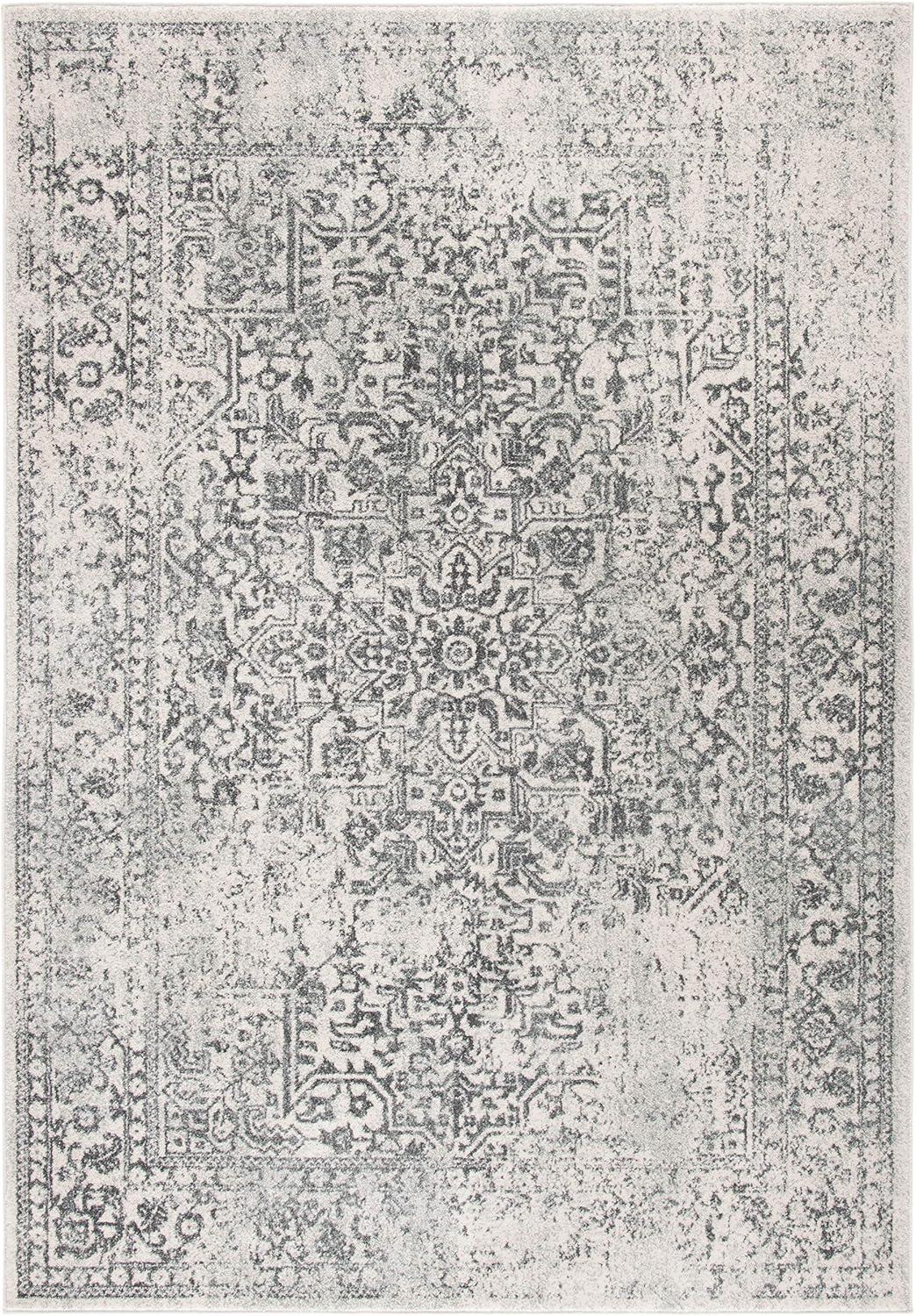 image:imageSAFAVIEH Evoke Collection Area Rug 51 x 76 Blue amp Ivory Distressed Design NonShedding amp Easy to Clean Ideal for Living Room Bedroom Dining Space EVK256CIvoryGrey