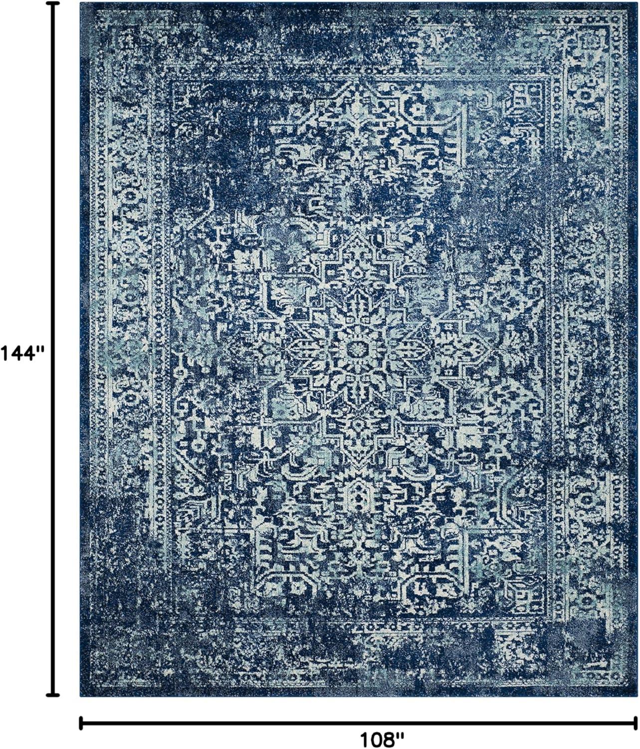 image:imageSAFAVIEH Evoke Collection Area Rug 51 x 76 Blue amp Ivory Distressed Design NonShedding amp Easy to Clean Ideal for Living Room Bedroom Dining Space EVK256CNavyIvory