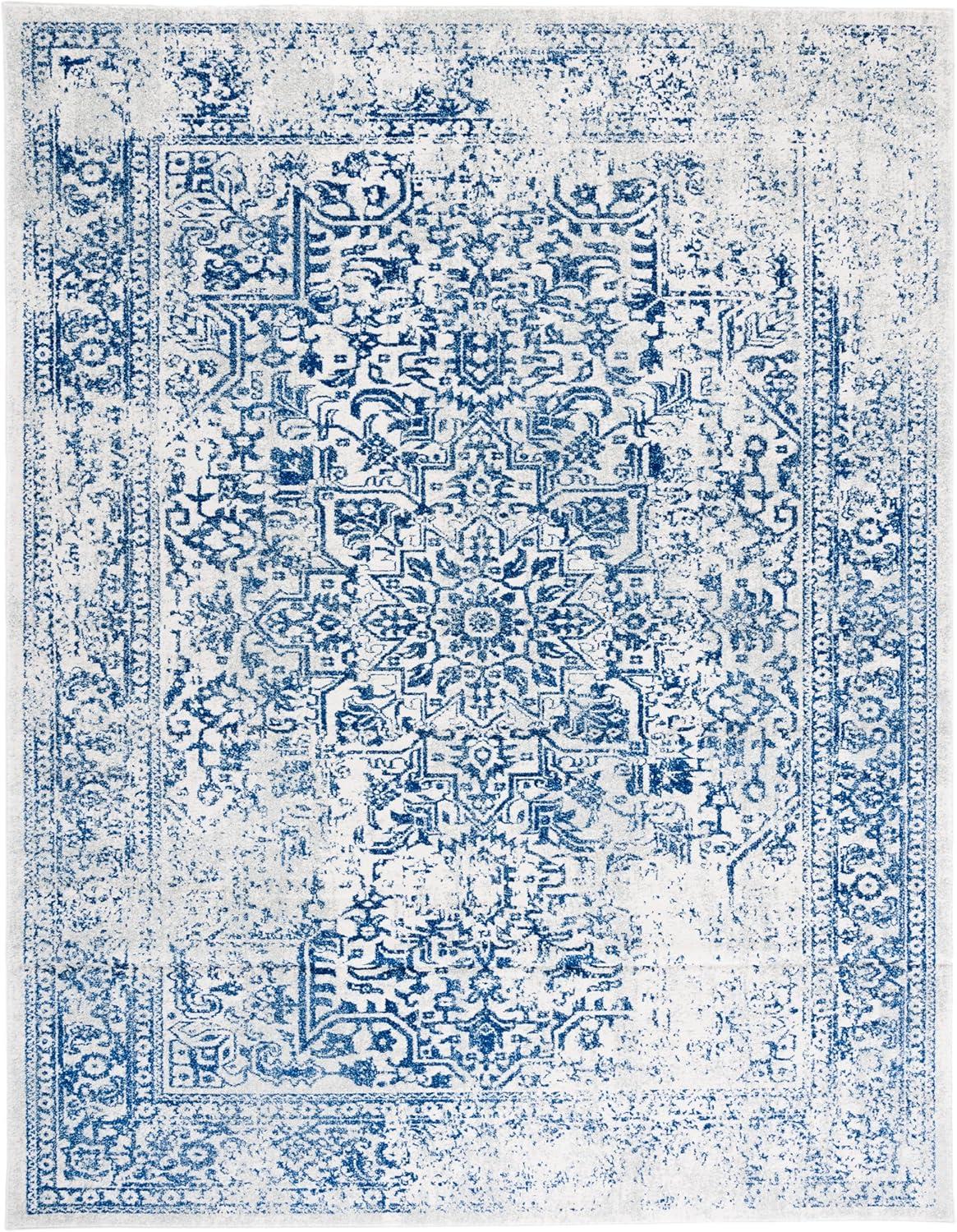image:imageSAFAVIEH Evoke Collection Area Rug 51 x 76 Blue amp Ivory Distressed Design NonShedding amp Easy to Clean Ideal for Living Room Bedroom Dining Space EVK256CIvoryNavy
