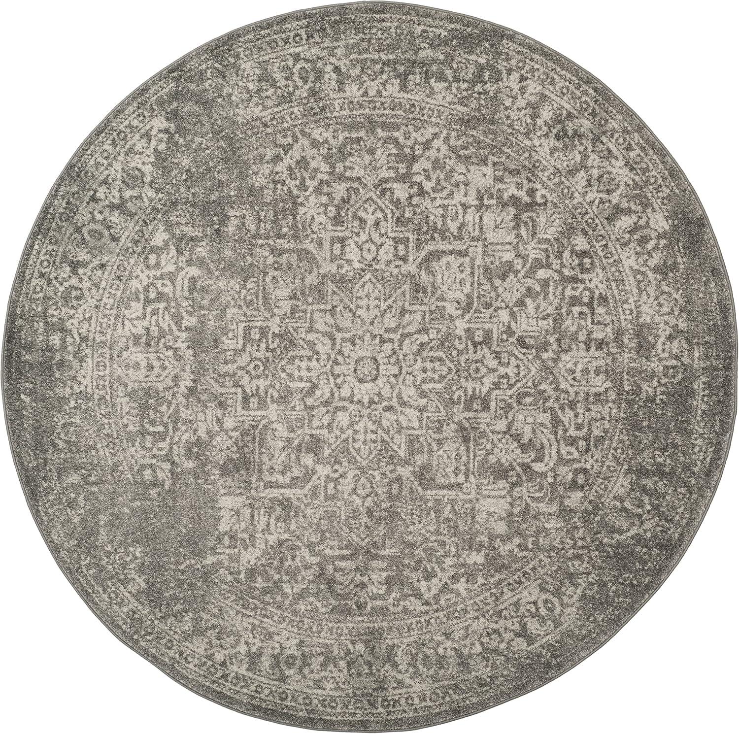 image:imageSAFAVIEH Evoke Collection Area Rug 51 x 76 Blue amp Ivory Distressed Design NonShedding amp Easy to Clean Ideal for Living Room Bedroom Dining Space EVK256CSilverIvory