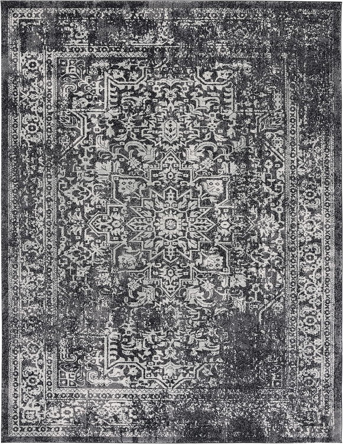 image:imageSAFAVIEH Evoke Collection Area Rug 51 x 76 Blue amp Ivory Distressed Design NonShedding amp Easy to Clean Ideal for Living Room Bedroom Dining Space EVK256CBlackGrey