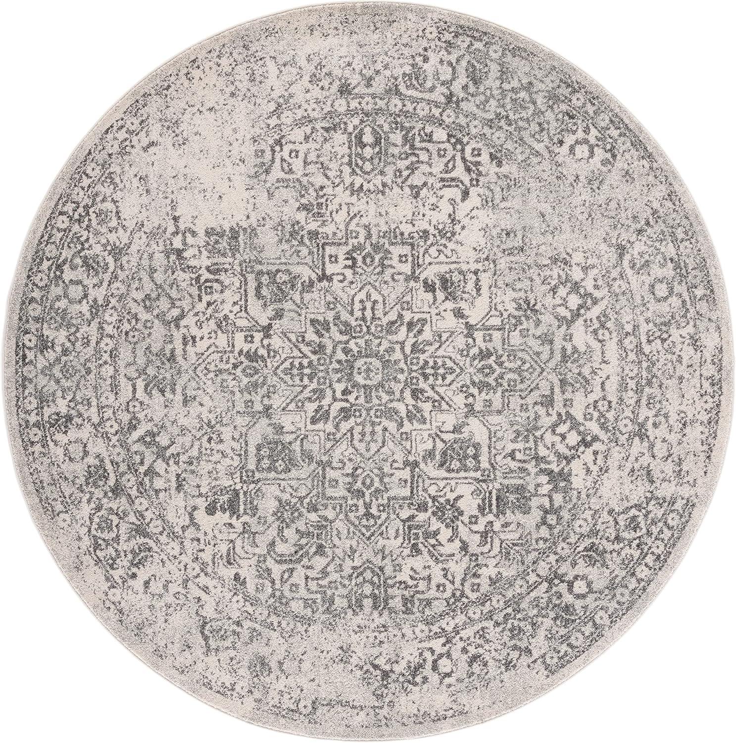 image:imageSAFAVIEH Evoke Collection Area Rug 51 x 76 Blue amp Ivory Distressed Design NonShedding amp Easy to Clean Ideal for Living Room Bedroom Dining Space EVK256CIvoryGrey