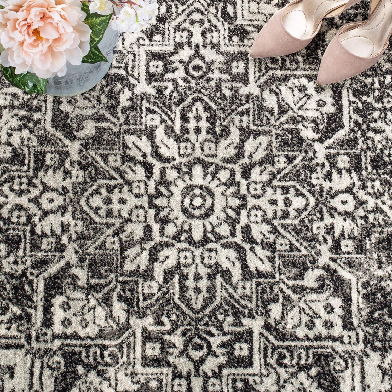 image:imageSAFAVIEH Evoke Collection Area Rug 51 x 76 Blue amp Ivory Distressed Design NonShedding amp Easy to Clean Ideal for Living Room Bedroom Dining Space EVK256CBlackGrey