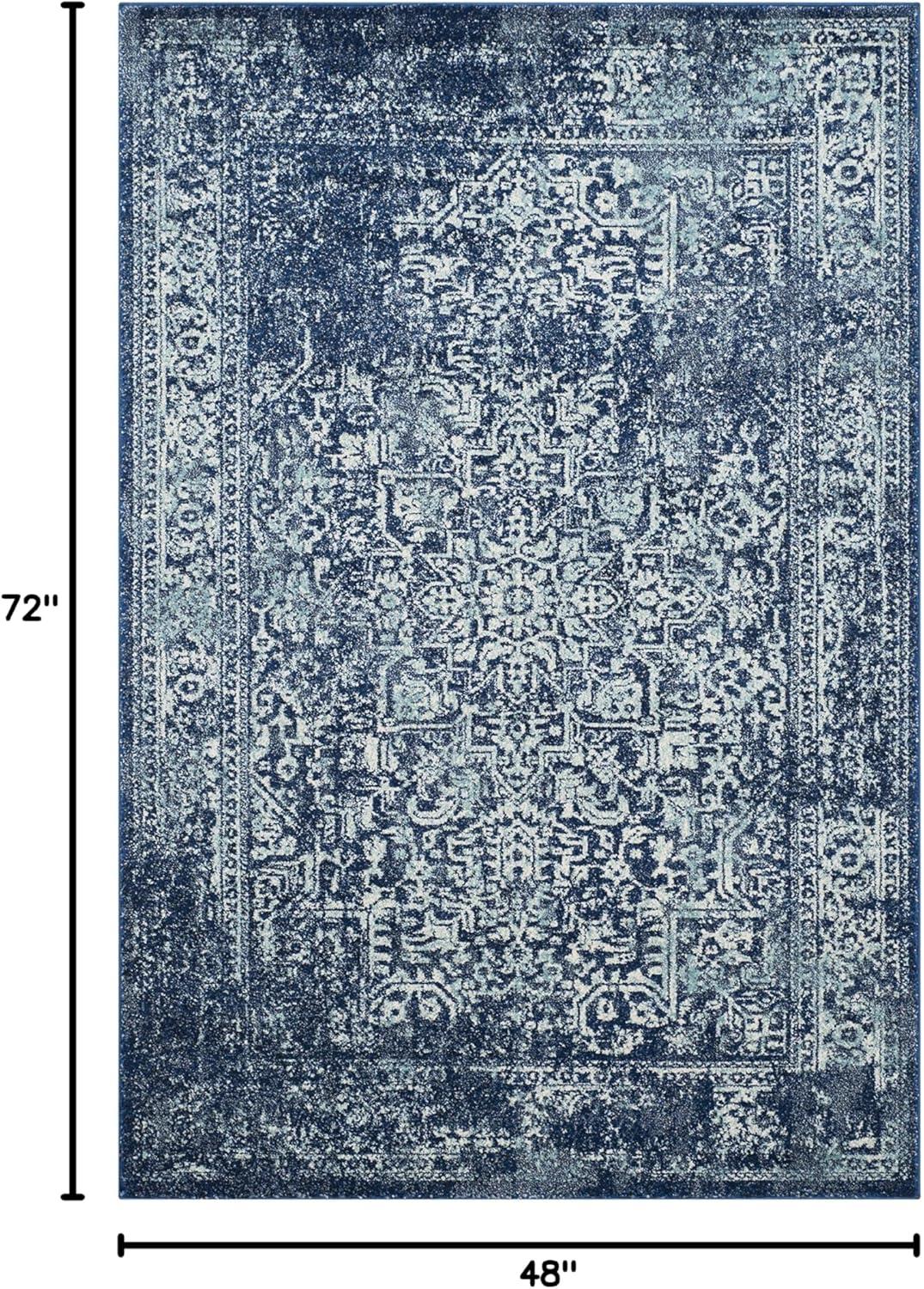 image:imageSAFAVIEH Evoke Collection Area Rug 51 x 76 Blue amp Ivory Distressed Design NonShedding amp Easy to Clean Ideal for Living Room Bedroom Dining Space EVK256CNavyIvory