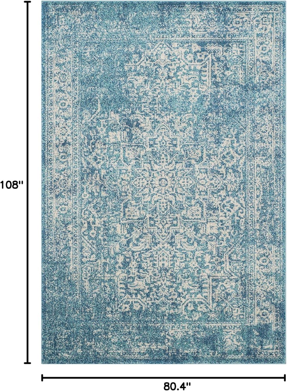 image:imageSAFAVIEH Evoke Collection Area Rug 51 x 76 Blue amp Ivory Distressed Design NonShedding amp Easy to Clean Ideal for Living Room Bedroom Dining Space EVK256CBlueIvory
