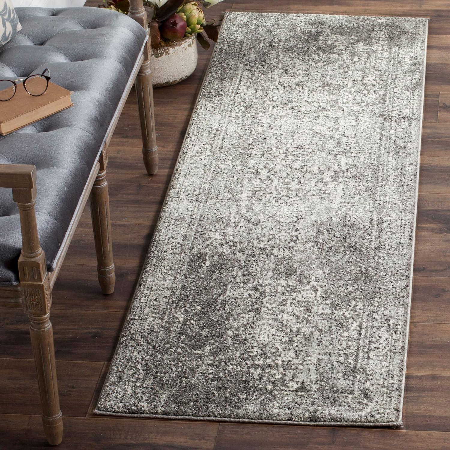 image:imageSAFAVIEH Evoke Collection Area Rug 51 x 76 Blue amp Ivory Distressed Design NonShedding amp Easy to Clean Ideal for Living Room Bedroom Dining Space EVK256CGreyIvory
