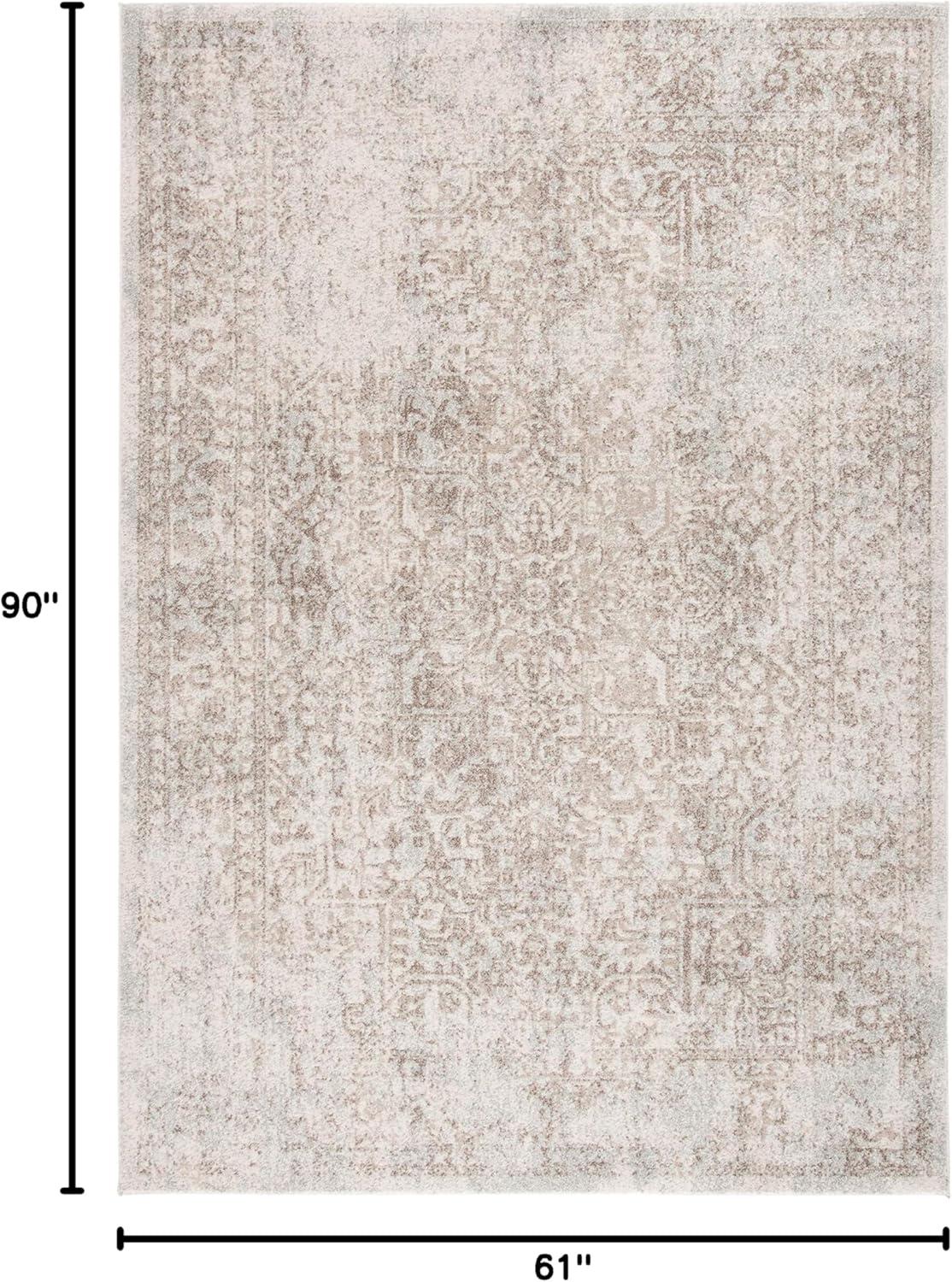 image:imageSAFAVIEH Evoke Collection Area Rug 51 x 76 Blue amp Ivory Distressed Design NonShedding amp Easy to Clean Ideal for Living Room Bedroom Dining Space EVK256CIvoryTaupe