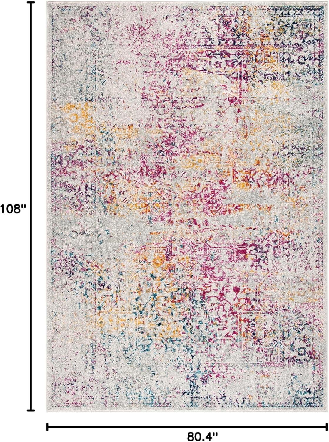 image:imageSAFAVIEH Evoke Collection Area Rug 51 x 76 Blue amp Ivory Distressed Design NonShedding amp Easy to Clean Ideal for Living Room Bedroom Dining Space EVK256CIvoryFuchsia