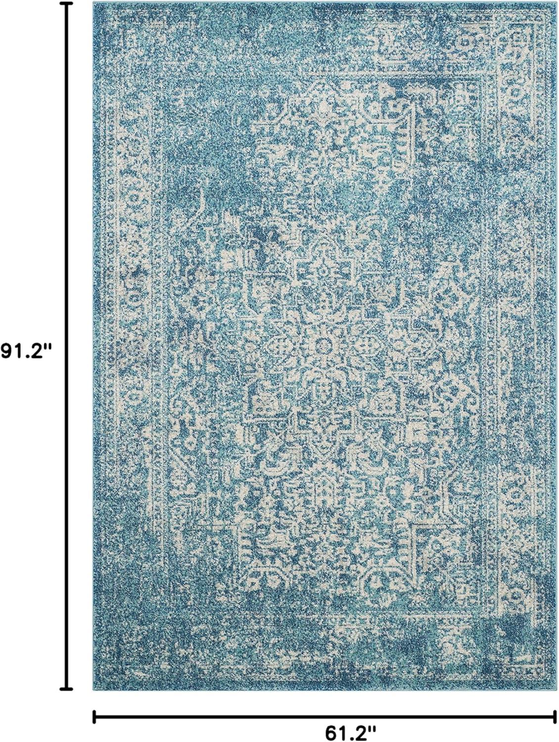 image:imageSAFAVIEH Evoke Collection Area Rug 51 x 76 Blue amp Ivory Distressed Design NonShedding amp Easy to Clean Ideal for Living Room Bedroom Dining Space EVK256CBlueIvory