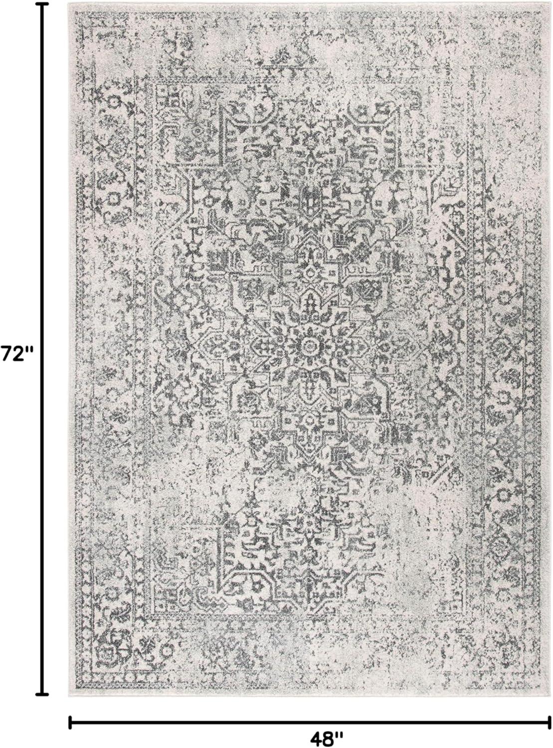 image:imageSAFAVIEH Evoke Collection Area Rug 51 x 76 Blue amp Ivory Distressed Design NonShedding amp Easy to Clean Ideal for Living Room Bedroom Dining Space EVK256CIvoryGrey