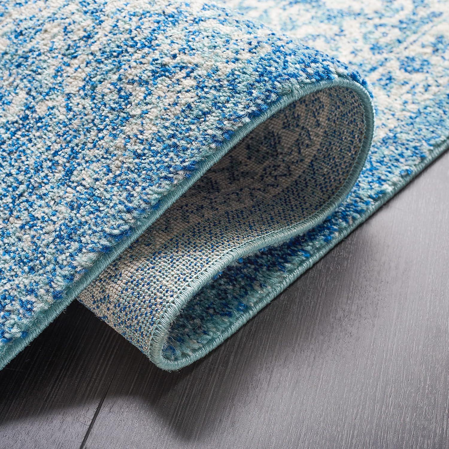 image:imageSAFAVIEH Evoke Collection Area Rug 51 x 76 Blue amp Ivory Distressed Design NonShedding amp Easy to Clean Ideal for Living Room Bedroom Dining Space EVK256CBlueIvory