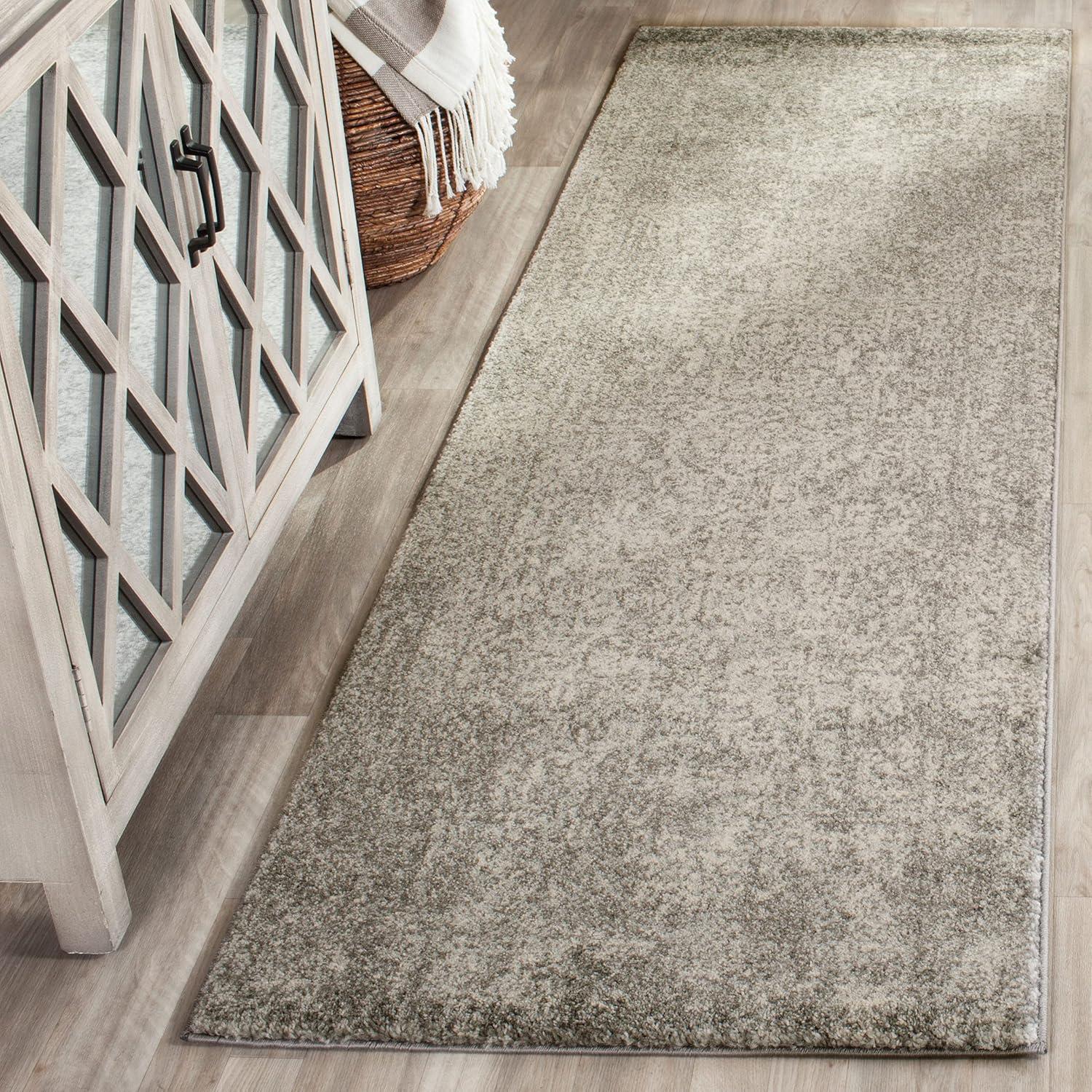 image:imageSAFAVIEH Evoke Collection Area Rug 51 x 76 Blue amp Ivory Distressed Design NonShedding amp Easy to Clean Ideal for Living Room Bedroom Dining Space EVK256CSilverIvory