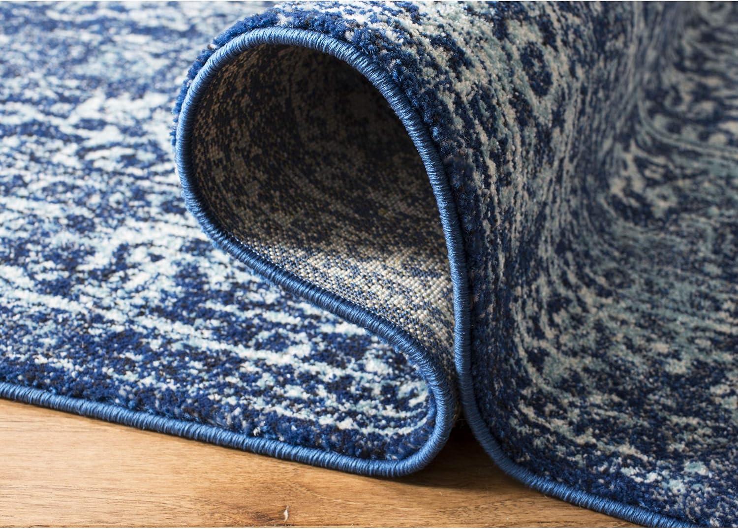 image:imageSAFAVIEH Evoke Collection Area Rug 51 x 76 Blue amp Ivory Distressed Design NonShedding amp Easy to Clean Ideal for Living Room Bedroom Dining Space EVK256CNavyIvory