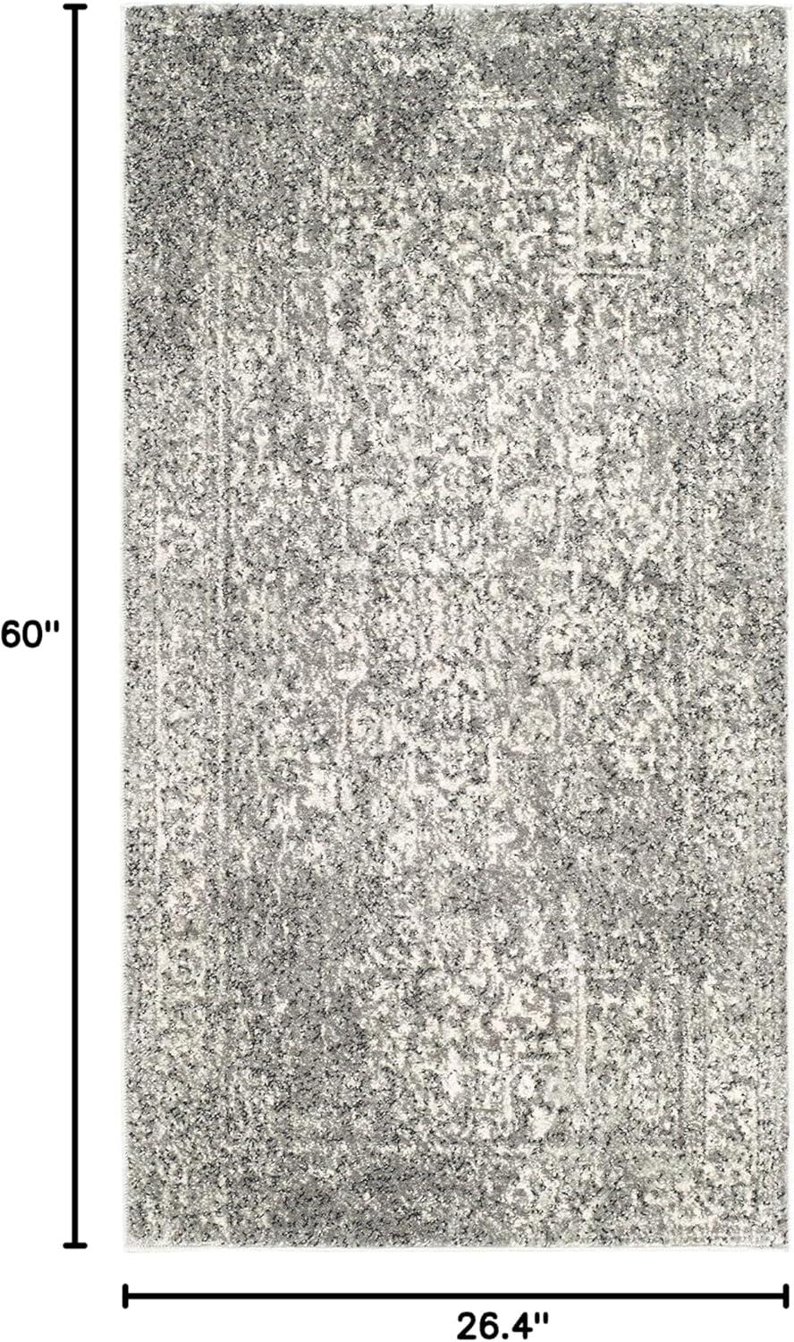 image:imageSAFAVIEH Evoke Collection Area Rug 51 x 76 Blue amp Ivory Distressed Design NonShedding amp Easy to Clean Ideal for Living Room Bedroom Dining Space EVK256CGreyIvory