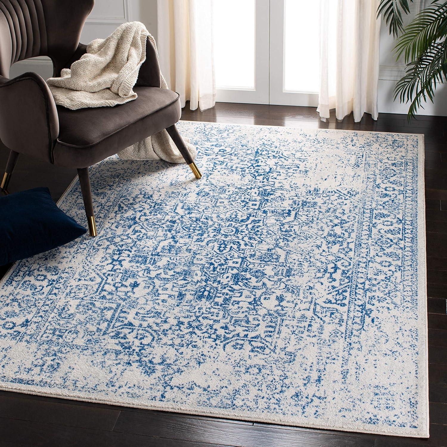 image:imageSAFAVIEH Evoke Collection Area Rug 51 x 76 Blue amp Ivory Distressed Design NonShedding amp Easy to Clean Ideal for Living Room Bedroom Dining Space EVK256CIvoryNavy