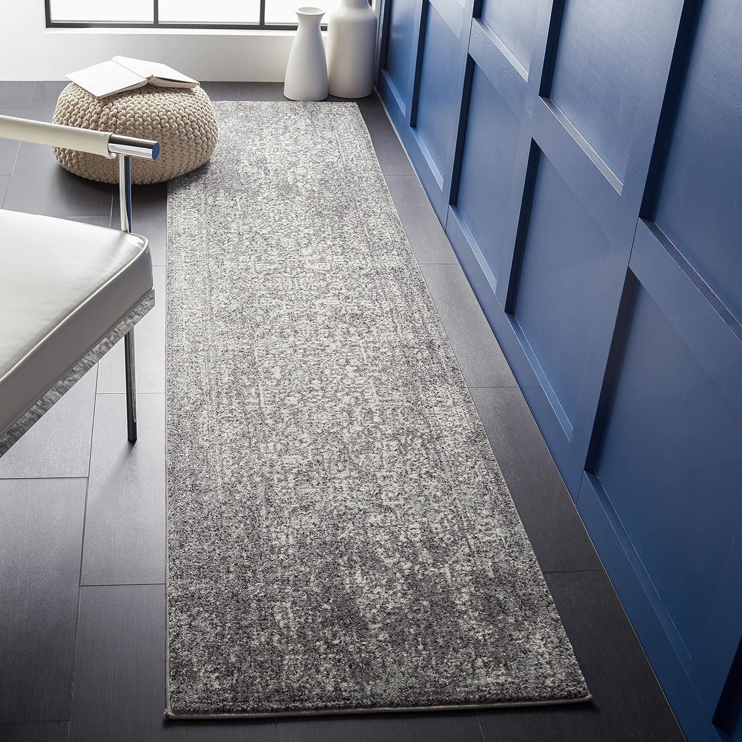 image:imageSAFAVIEH Evoke Collection Area Rug 51 x 76 Blue amp Ivory Distressed Design NonShedding amp Easy to Clean Ideal for Living Room Bedroom Dining Space EVK256CGreyIvory