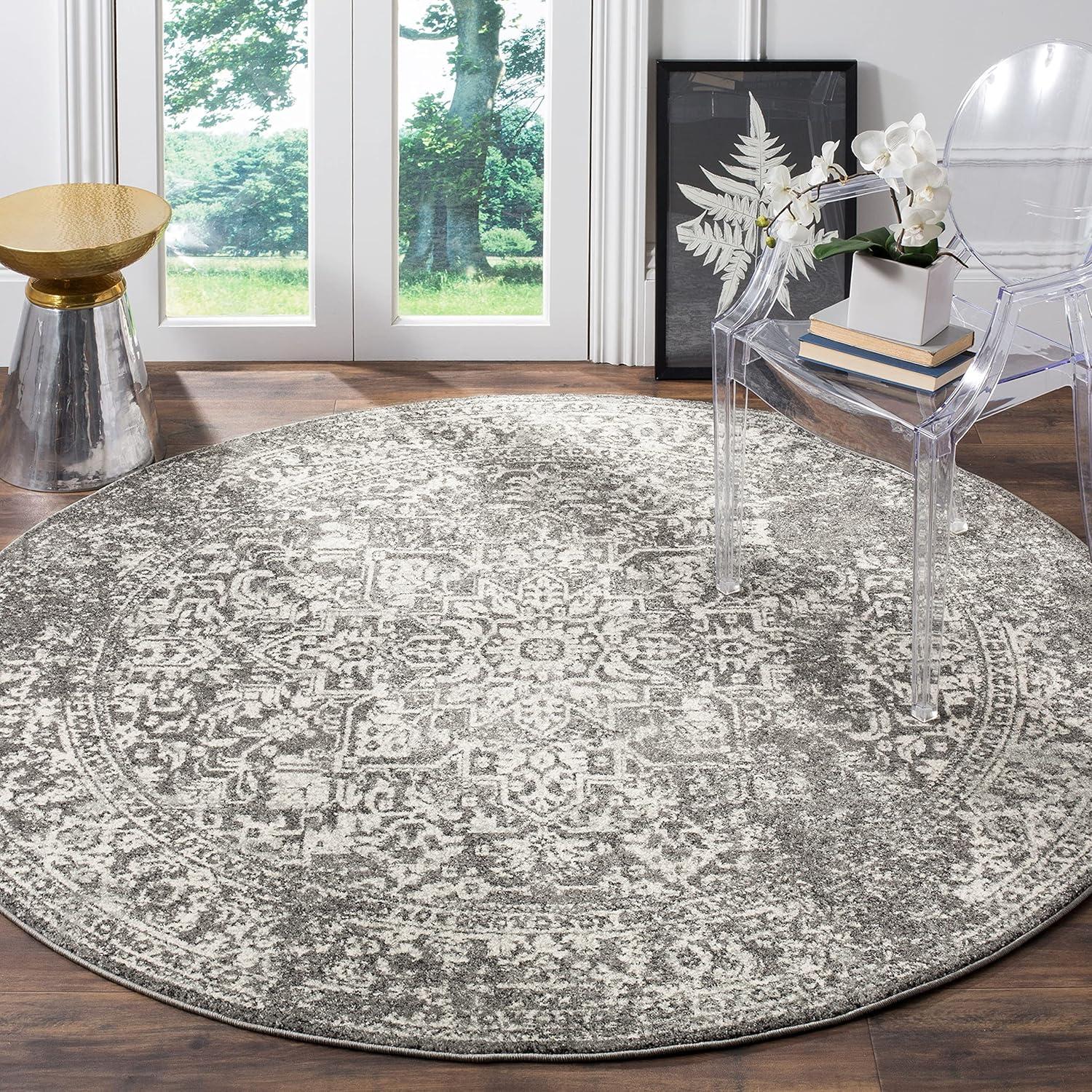 image:imageSAFAVIEH Evoke Collection Area Rug 51 x 76 Blue amp Ivory Distressed Design NonShedding amp Easy to Clean Ideal for Living Room Bedroom Dining Space EVK256CGreyIvory