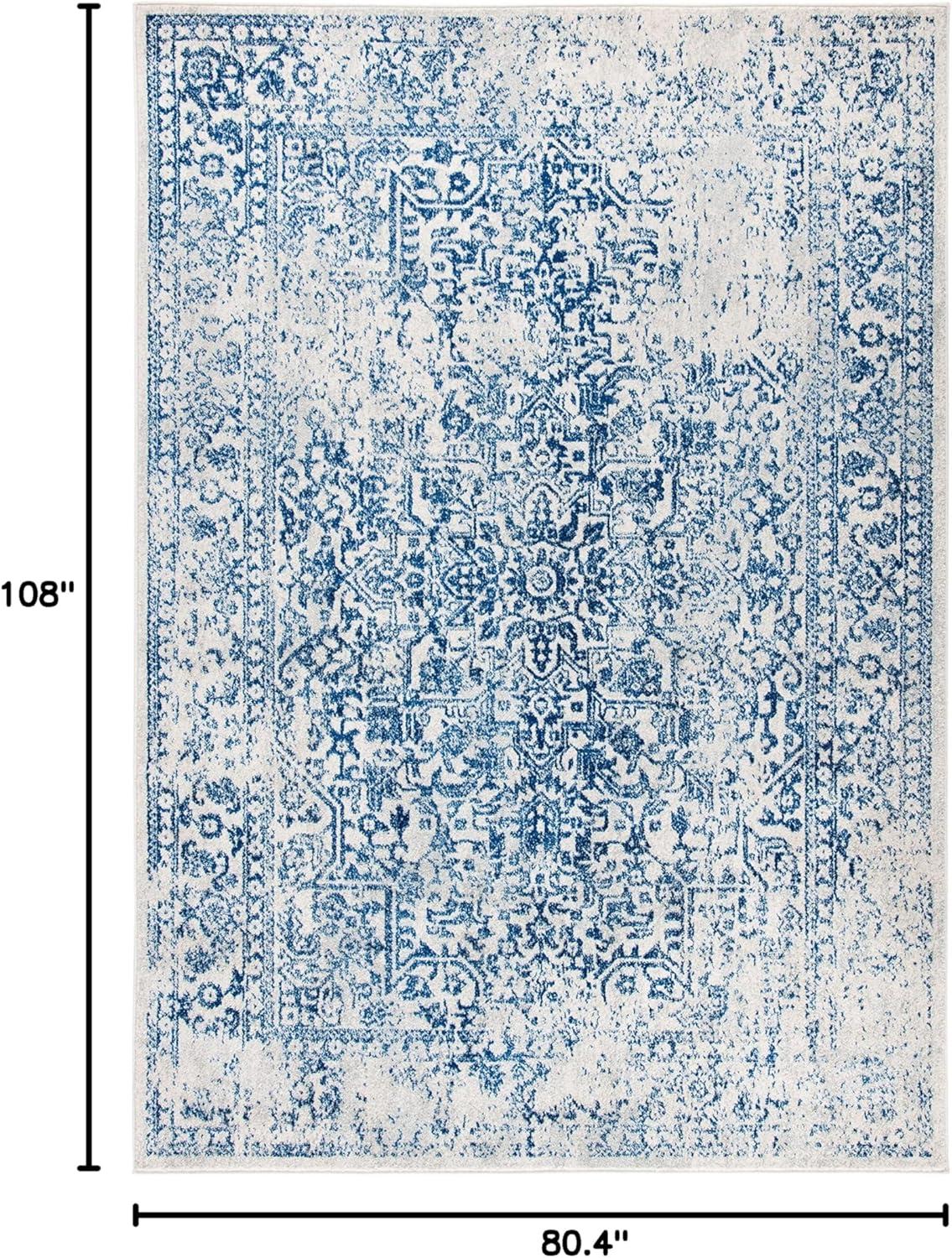 image:imageSAFAVIEH Evoke Collection Area Rug 51 x 76 Blue amp Ivory Distressed Design NonShedding amp Easy to Clean Ideal for Living Room Bedroom Dining Space EVK256CIvoryNavy