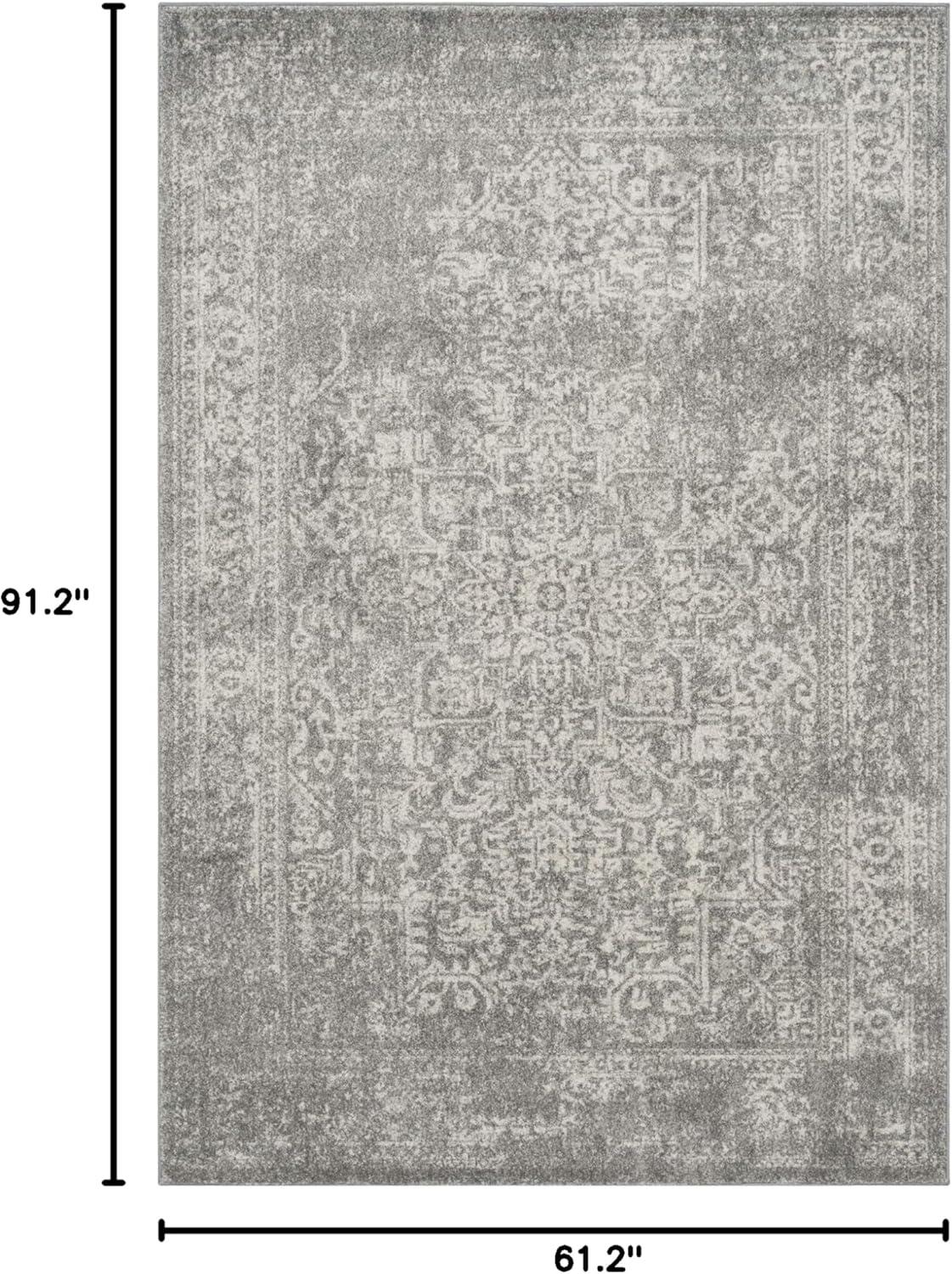 image:imageSAFAVIEH Evoke Collection Area Rug 51 x 76 Blue amp Ivory Distressed Design NonShedding amp Easy to Clean Ideal for Living Room Bedroom Dining Space EVK256CSilverIvory