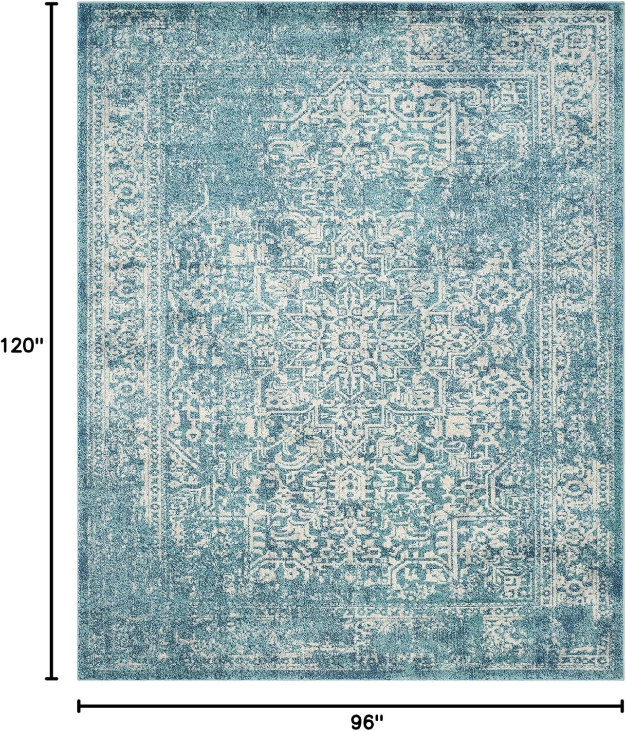image:imageSAFAVIEH Evoke Collection Area Rug 51 x 76 Blue amp Ivory Distressed Design NonShedding amp Easy to Clean Ideal for Living Room Bedroom Dining Space EVK256CBlueIvory