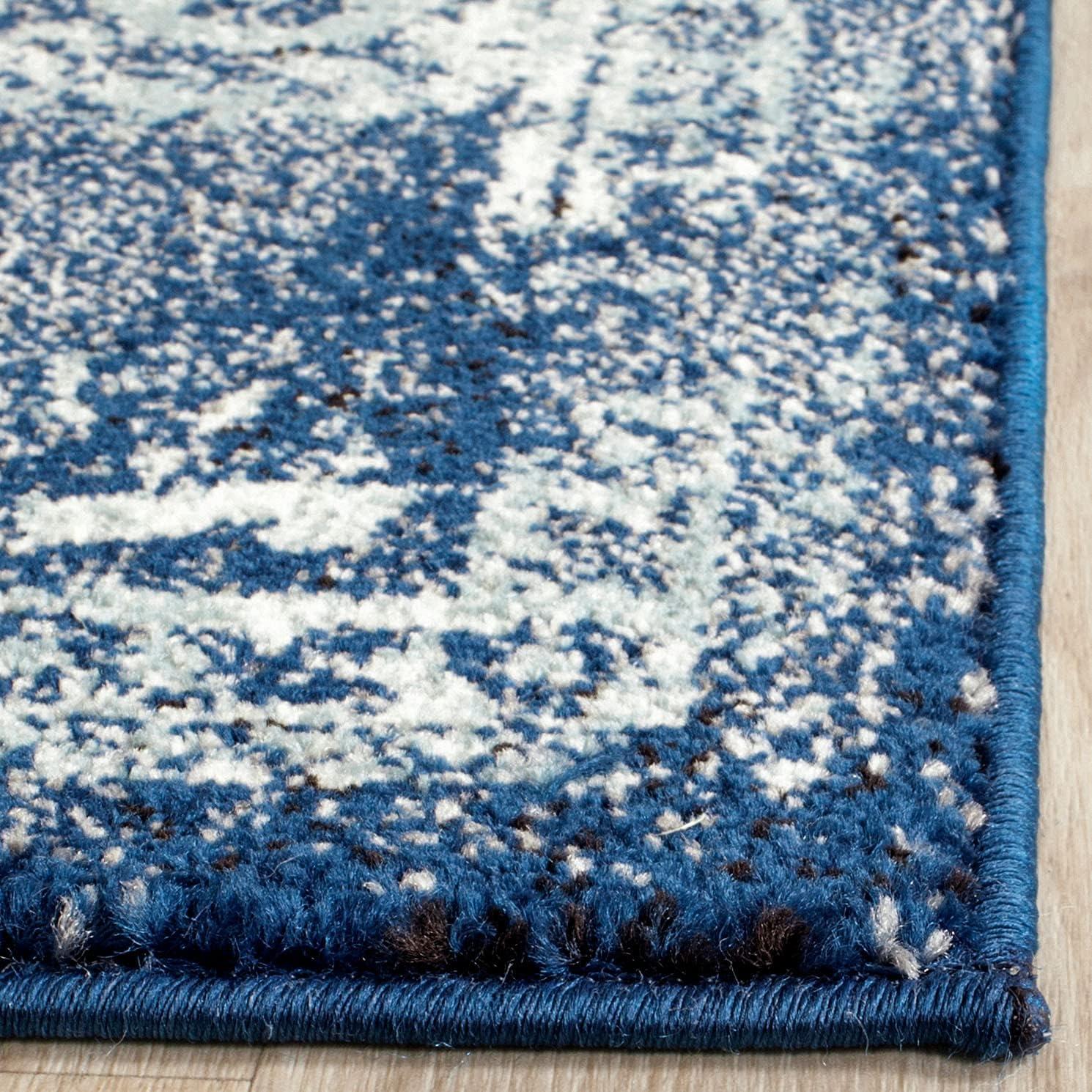 image:imageSAFAVIEH Evoke Collection Area Rug 51 x 76 Blue amp Ivory Distressed Design NonShedding amp Easy to Clean Ideal for Living Room Bedroom Dining Space EVK256CNavyIvory
