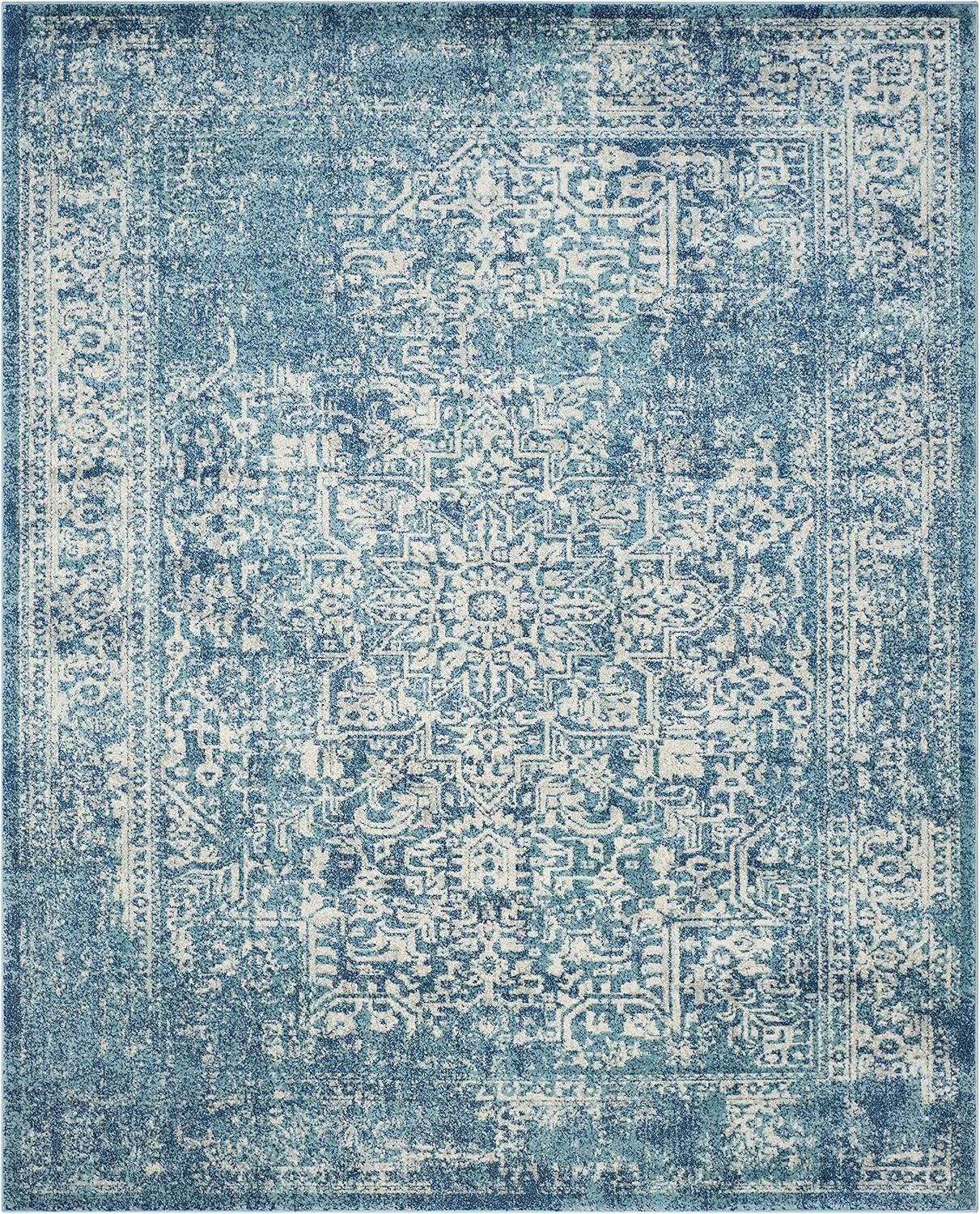 image:imageSAFAVIEH Evoke Collection Area Rug 51 x 76 Blue amp Ivory Distressed Design NonShedding amp Easy to Clean Ideal for Living Room Bedroom Dining Space EVK256CBlueIvory