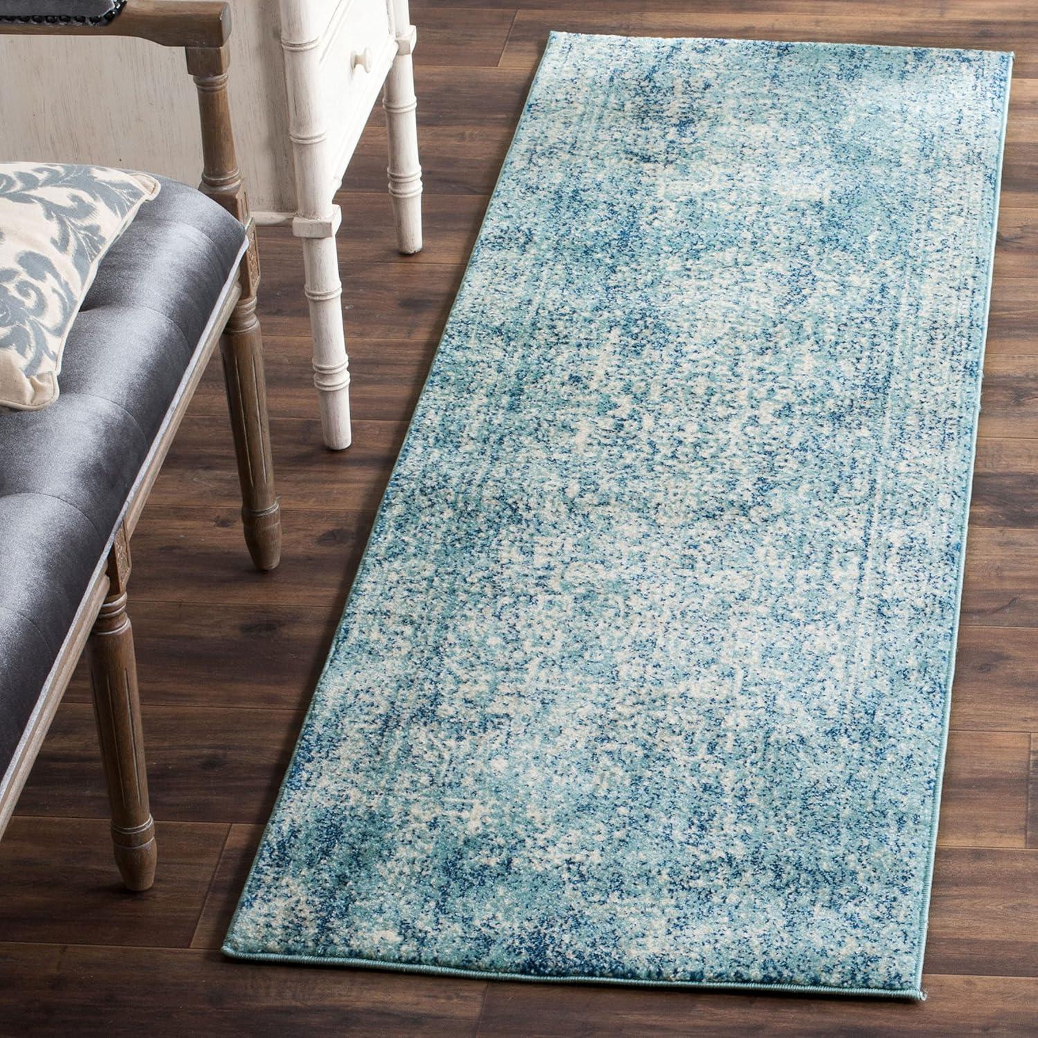 image:imageSAFAVIEH Evoke Collection Area Rug 51 x 76 Blue amp Ivory Distressed Design NonShedding amp Easy to Clean Ideal for Living Room Bedroom Dining Space EVK256CBlueIvory