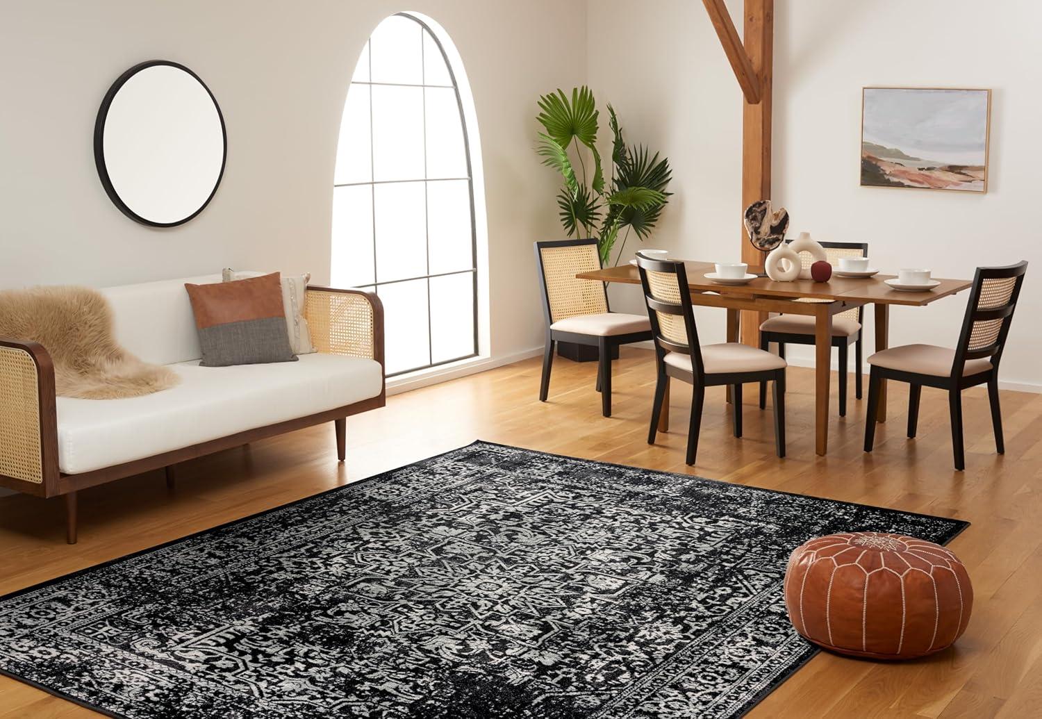 image:imageSAFAVIEH Evoke Collection Area Rug 51 x 76 Blue amp Ivory Distressed Design NonShedding amp Easy to Clean Ideal for Living Room Bedroom Dining Space EVK256CBlackGrey