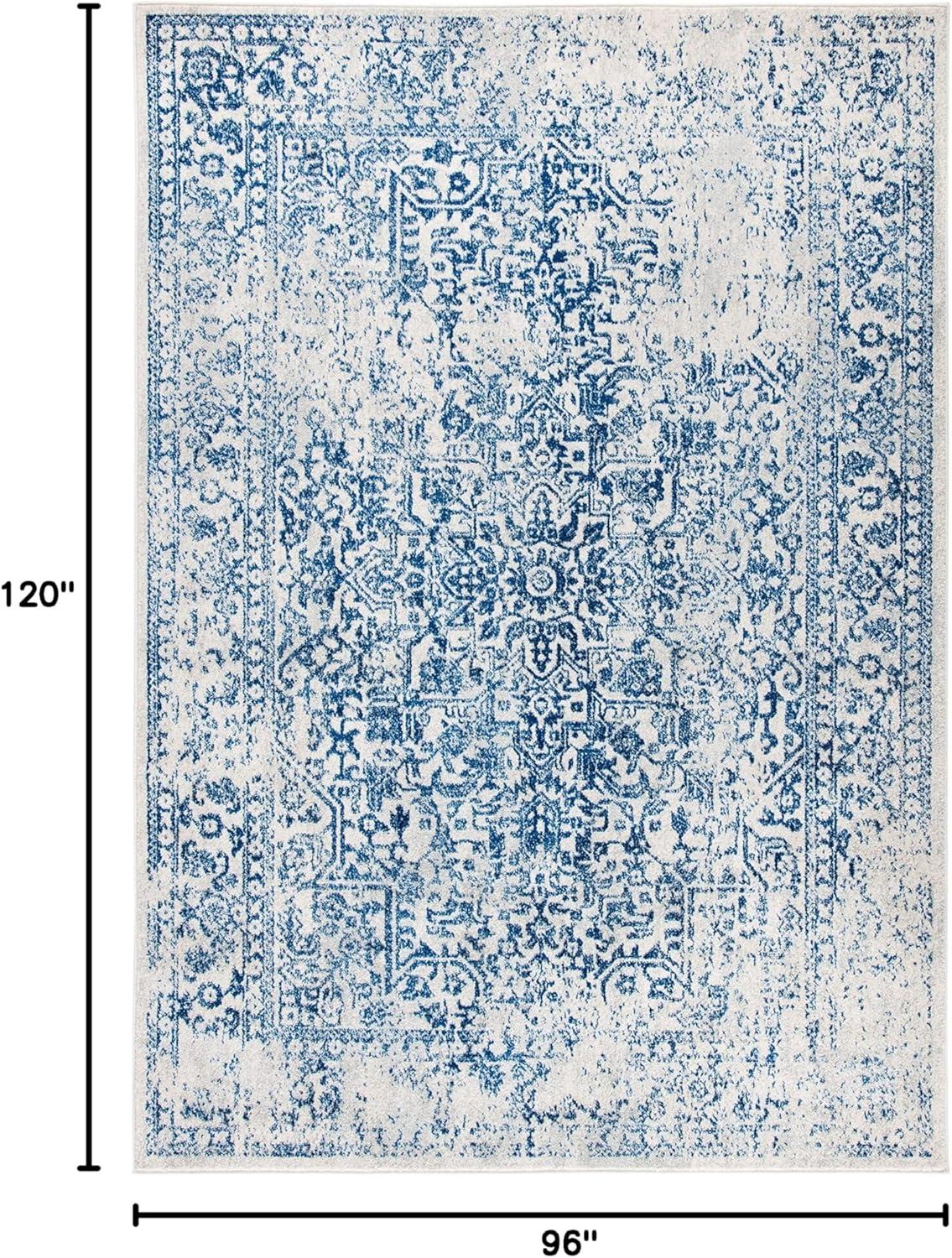 image:imageSAFAVIEH Evoke Collection Area Rug 51 x 76 Blue amp Ivory Distressed Design NonShedding amp Easy to Clean Ideal for Living Room Bedroom Dining Space EVK256CIvoryNavy