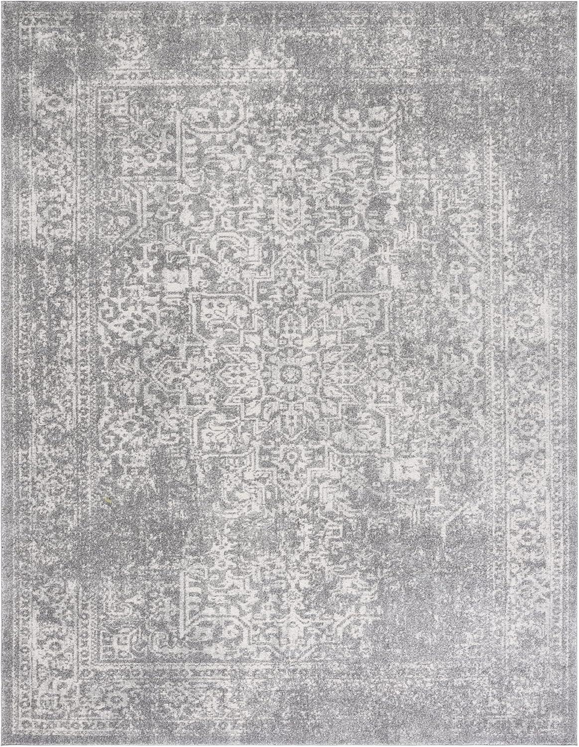 image:imageSAFAVIEH Evoke Collection Area Rug 51 x 76 Blue amp Ivory Distressed Design NonShedding amp Easy to Clean Ideal for Living Room Bedroom Dining Space EVK256CSilverIvory