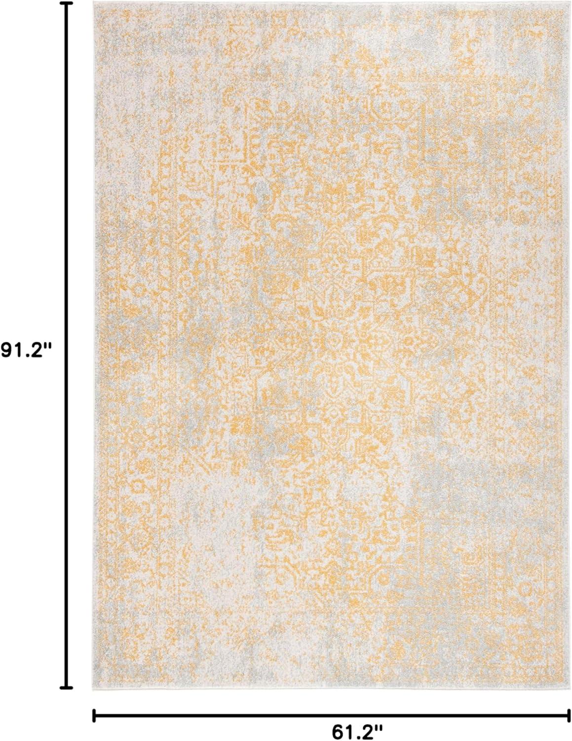 image:imageSAFAVIEH Evoke Collection Area Rug 51 x 76 Blue amp Ivory Distressed Design NonShedding amp Easy to Clean Ideal for Living Room Bedroom Dining Space EVK256CIvoryGold