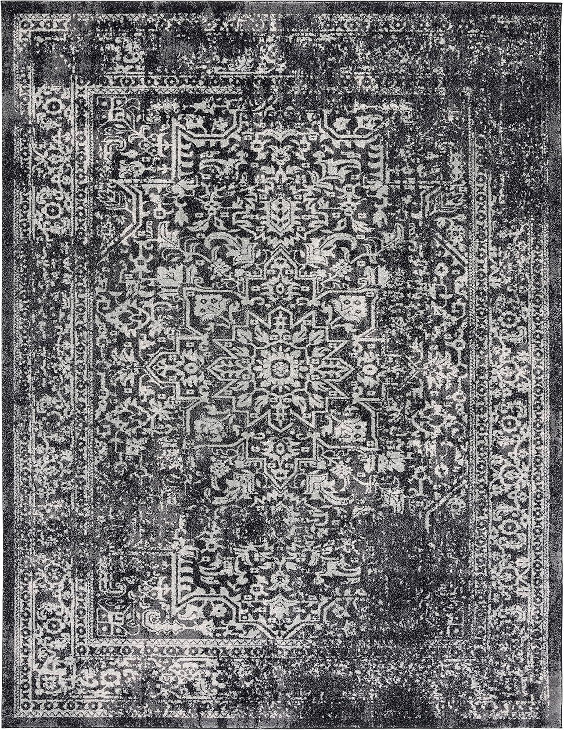 image:imageSAFAVIEH Evoke Collection Area Rug 51 x 76 Blue amp Ivory Distressed Design NonShedding amp Easy to Clean Ideal for Living Room Bedroom Dining Space EVK256CBlackGrey