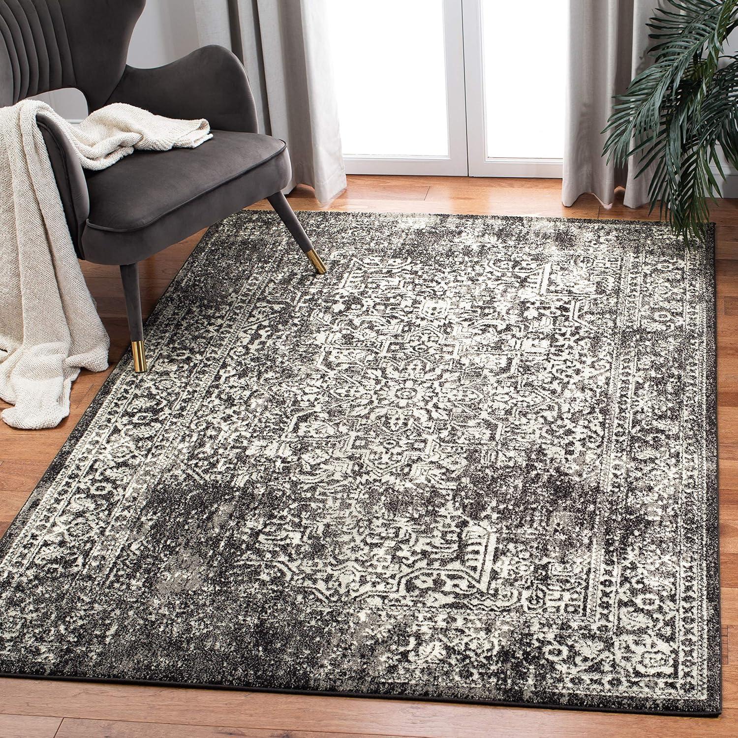 image:imageSAFAVIEH Evoke Collection Area Rug 51 x 76 Blue amp Ivory Distressed Design NonShedding amp Easy to Clean Ideal for Living Room Bedroom Dining Space EVK256CBlackGrey