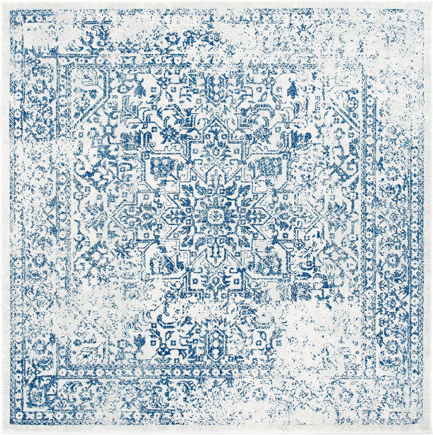 image:imageSAFAVIEH Evoke Collection Area Rug 51 x 76 Blue amp Ivory Distressed Design NonShedding amp Easy to Clean Ideal for Living Room Bedroom Dining Space EVK256CIvoryNavy