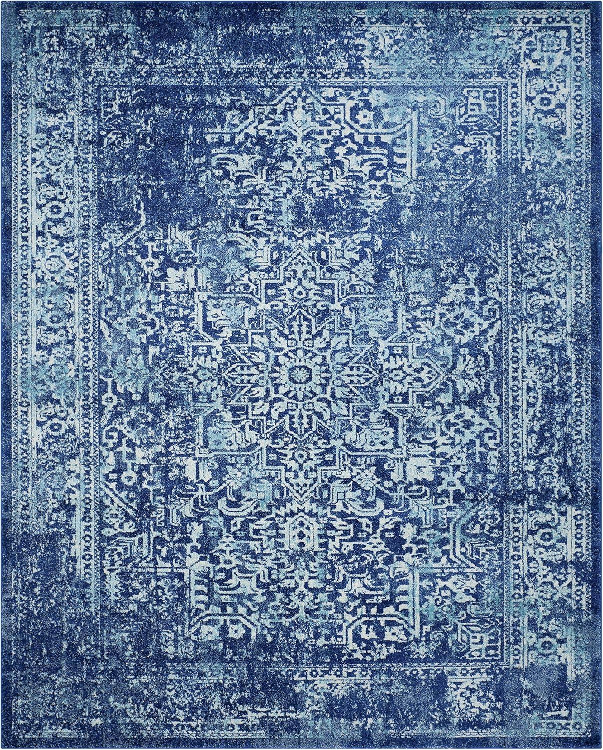 image:imageSAFAVIEH Evoke Collection Area Rug 51 x 76 Blue amp Ivory Distressed Design NonShedding amp Easy to Clean Ideal for Living Room Bedroom Dining Space EVK256CNavyIvory
