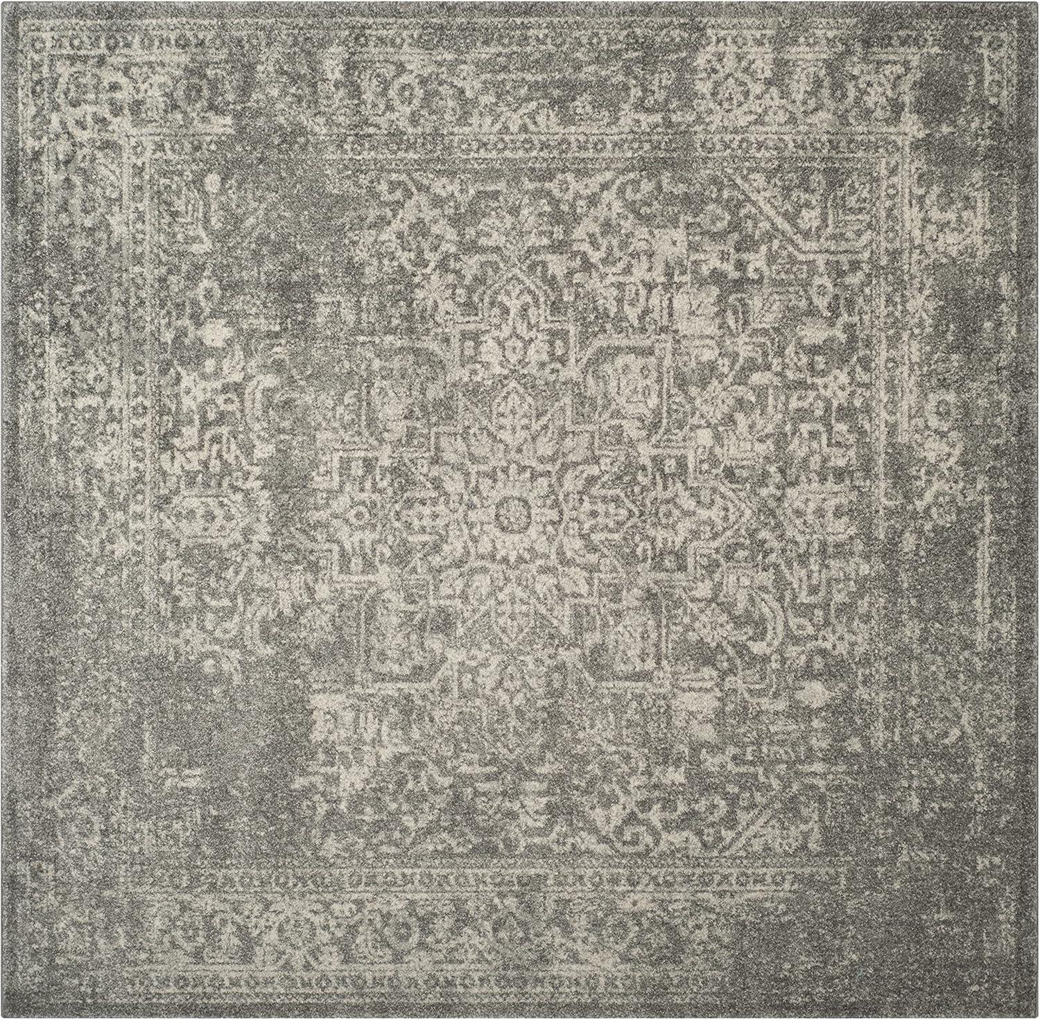 image:imageSAFAVIEH Evoke Collection Area Rug 51 x 76 Blue amp Ivory Distressed Design NonShedding amp Easy to Clean Ideal for Living Room Bedroom Dining Space EVK256CSilverIvory