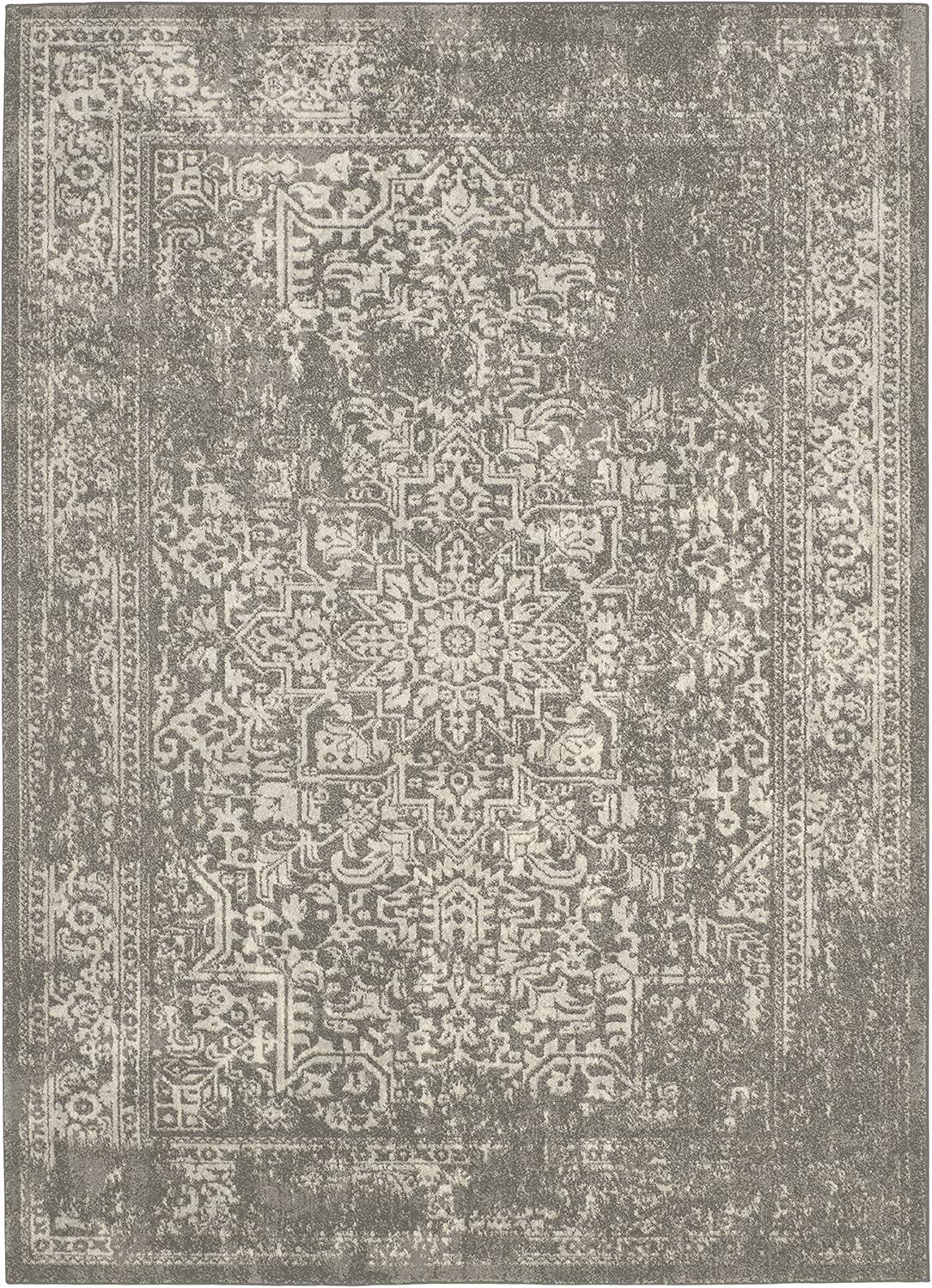 image:imageSAFAVIEH Evoke Collection Area Rug 51 x 76 Blue amp Ivory Distressed Design NonShedding amp Easy to Clean Ideal for Living Room Bedroom Dining Space EVK256CSilverIvory