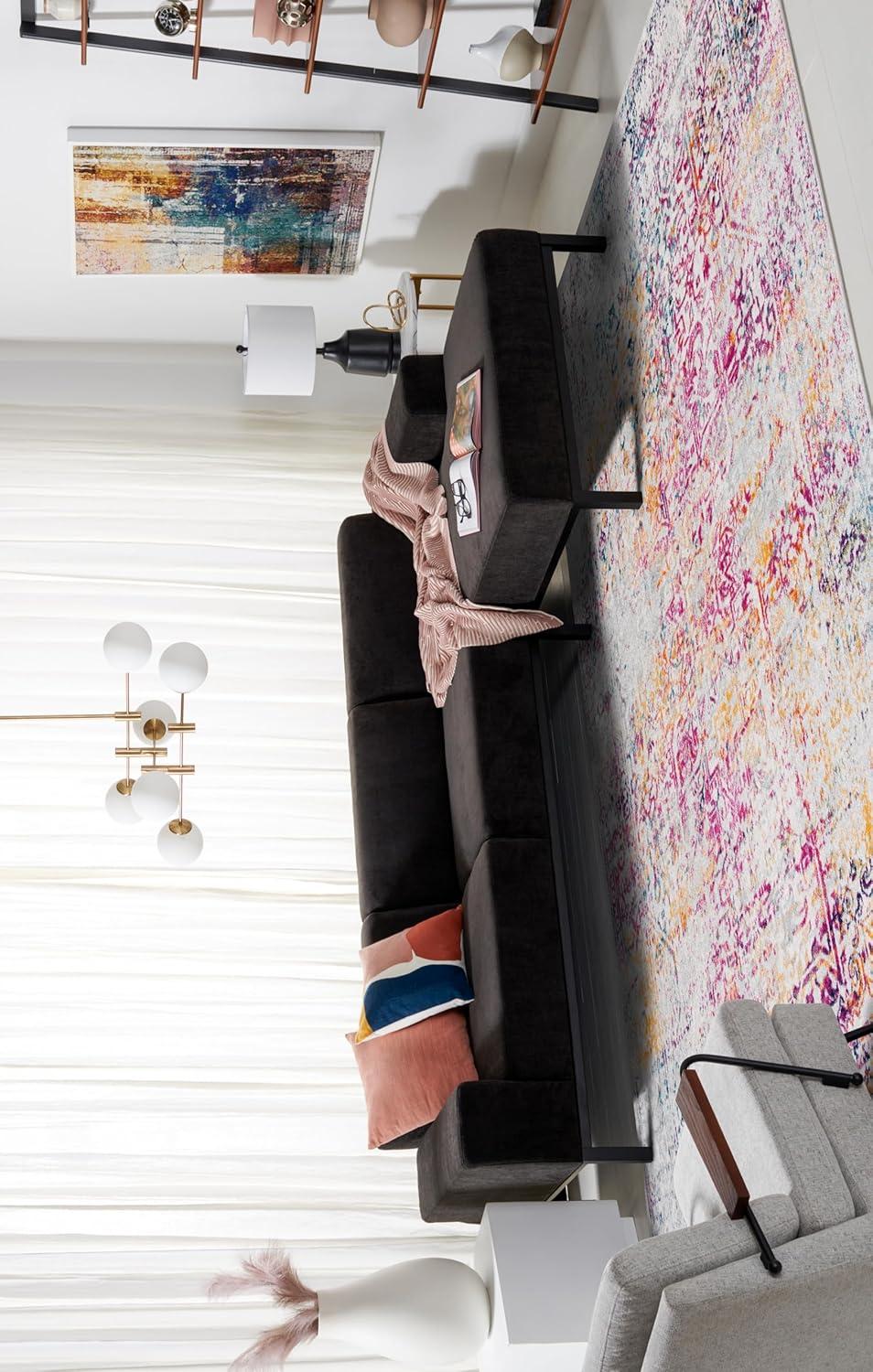 image:imageSAFAVIEH Evoke Collection Area Rug 51 x 76 Blue amp Ivory Distressed Design NonShedding amp Easy to Clean Ideal for Living Room Bedroom Dining Space EVK256CIvoryFuchsia