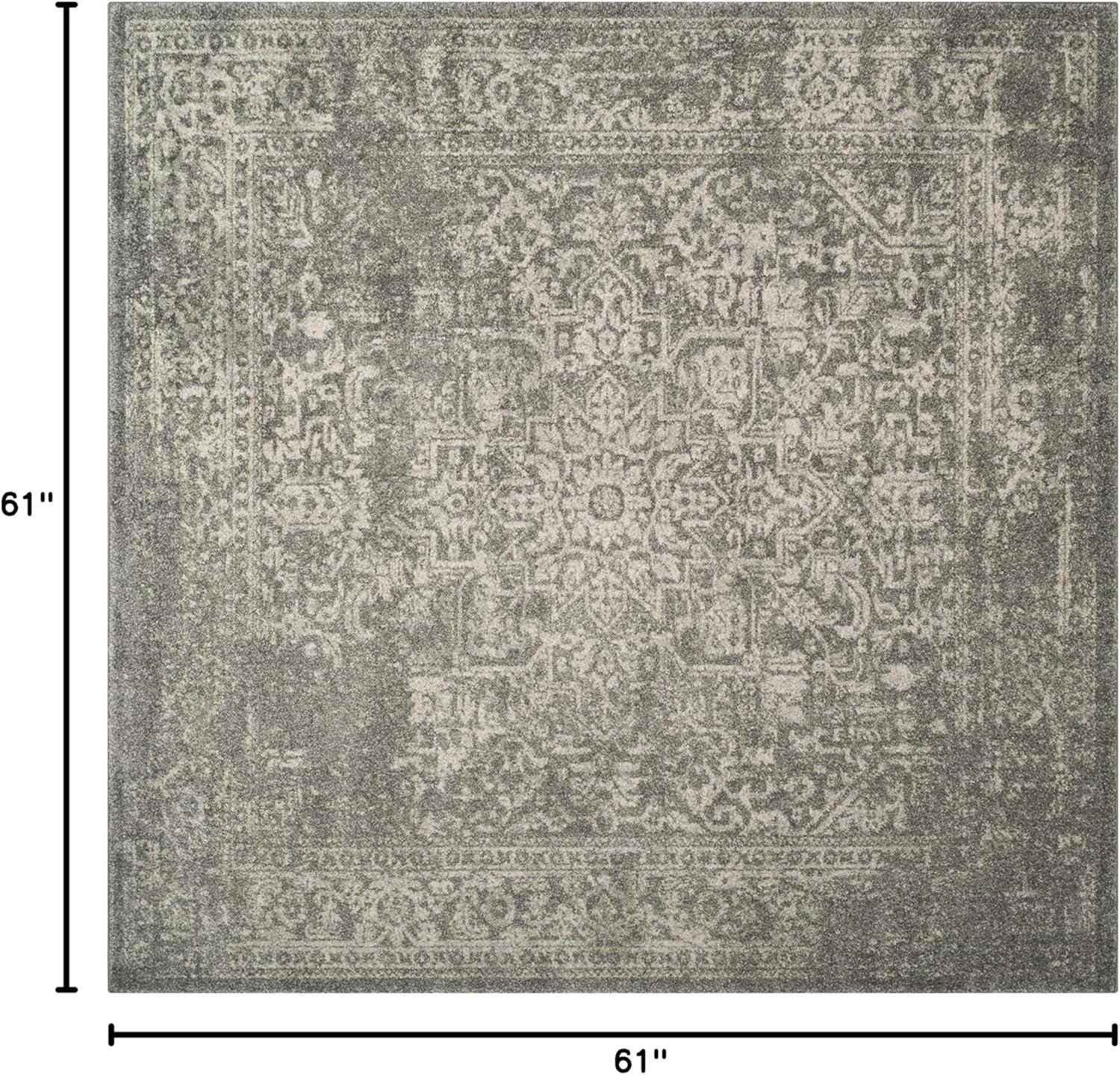 image:imageSAFAVIEH Evoke Collection Area Rug 51 x 76 Blue amp Ivory Distressed Design NonShedding amp Easy to Clean Ideal for Living Room Bedroom Dining Space EVK256CSilverIvory