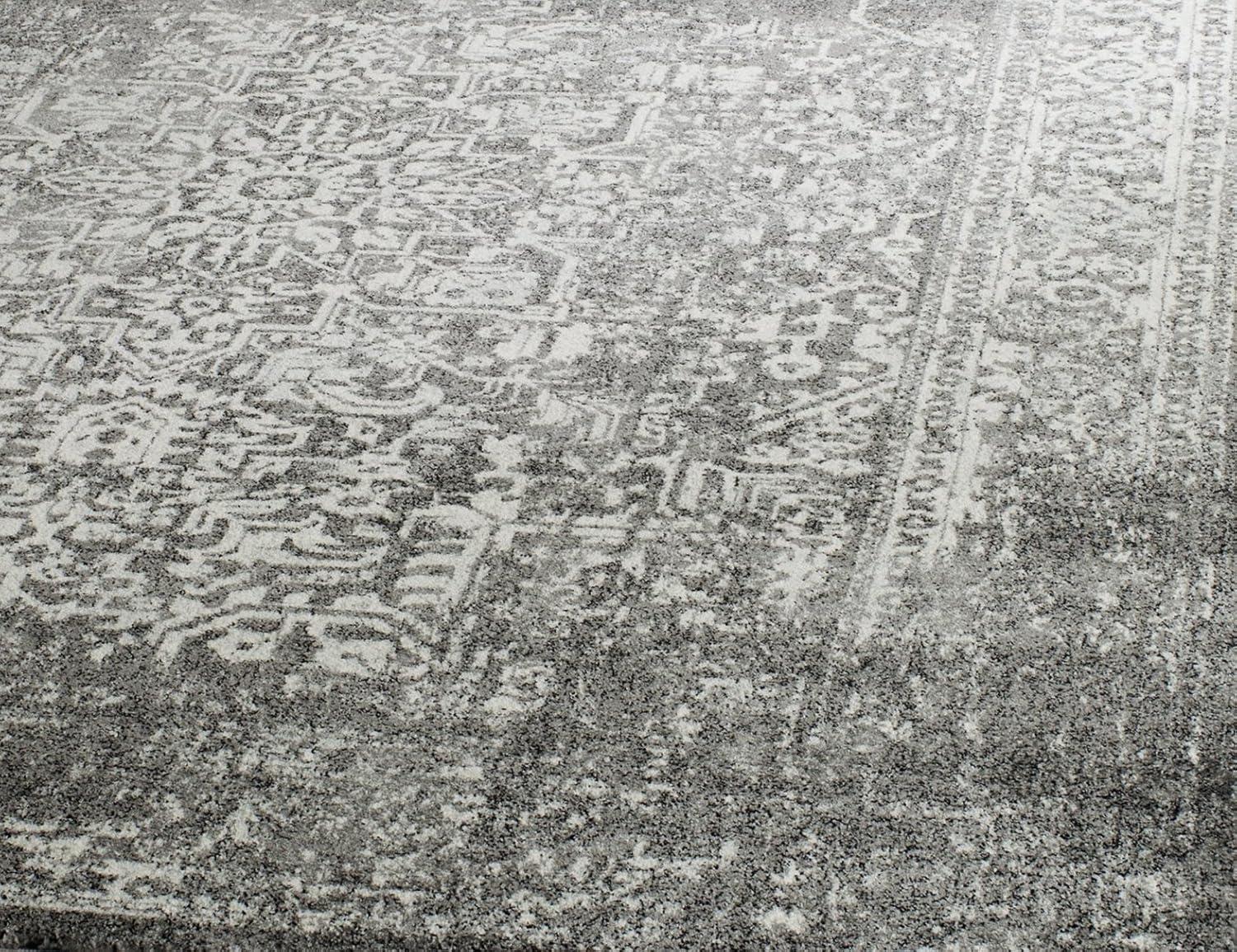 image:imageSAFAVIEH Evoke Collection Area Rug 51 x 76 Blue amp Ivory Distressed Design NonShedding amp Easy to Clean Ideal for Living Room Bedroom Dining Space EVK256CGreyIvory