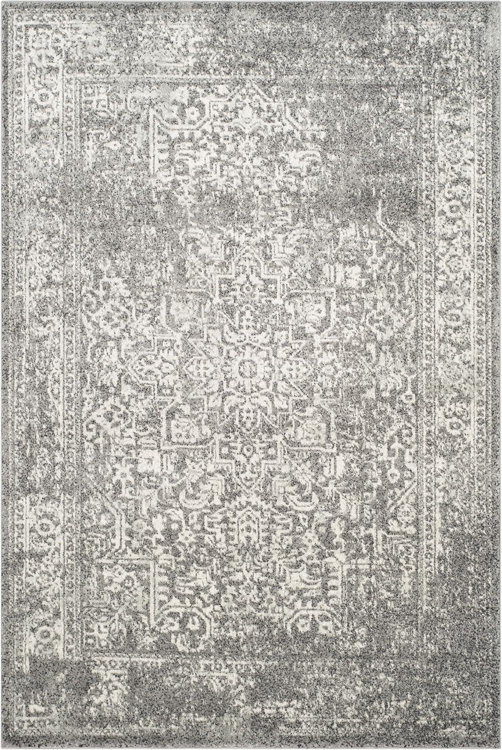 image:imageSAFAVIEH Evoke Collection Area Rug 51 x 76 Blue amp Ivory Distressed Design NonShedding amp Easy to Clean Ideal for Living Room Bedroom Dining Space EVK256CGreyIvory