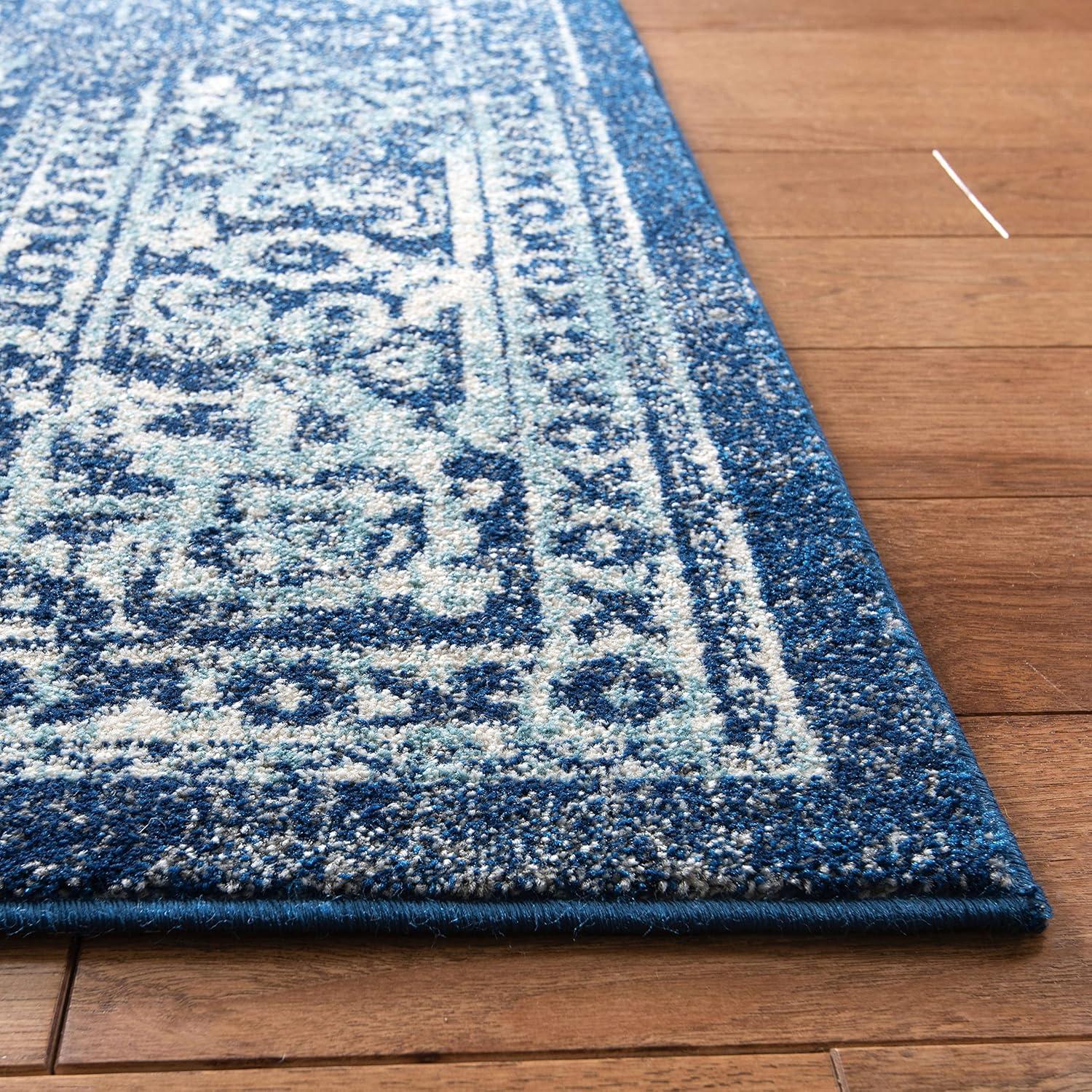 image:imageSAFAVIEH Evoke Collection Area Rug 51 x 76 Blue amp Ivory Distressed Design NonShedding amp Easy to Clean Ideal for Living Room Bedroom Dining Space EVK256CNavyIvory