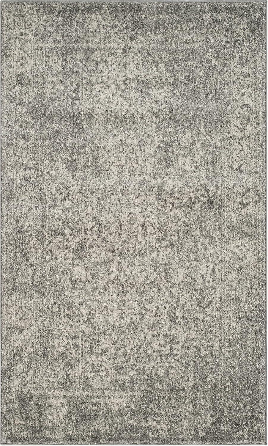 image:imageSAFAVIEH Evoke Collection Area Rug 51 x 76 Blue amp Ivory Distressed Design NonShedding amp Easy to Clean Ideal for Living Room Bedroom Dining Space EVK256CSilverIvory